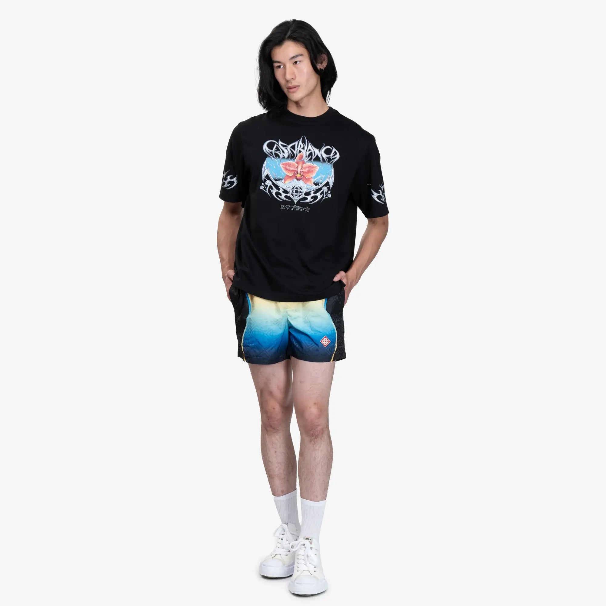 Casablanca Blades Printed Over T-Shirt Black - 2