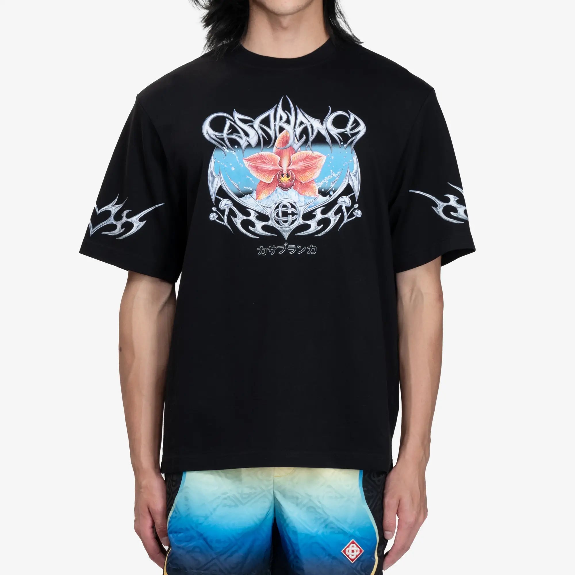 Casablanca Blades Printed Over T-Shirt Black - 1