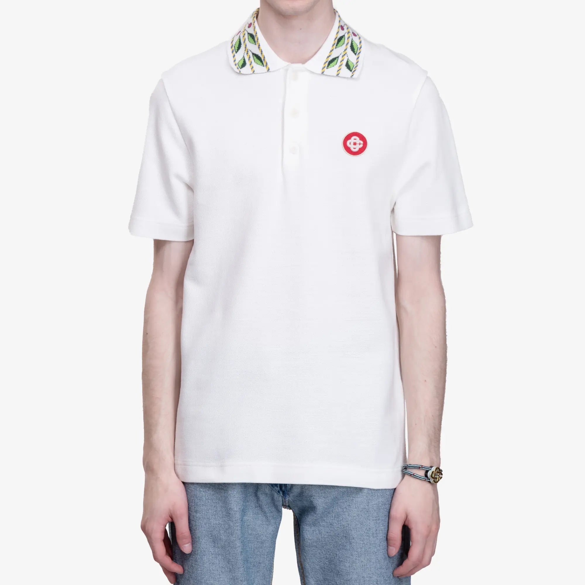 Casablanca Classic Laurel Pique Polo Off - White - 1