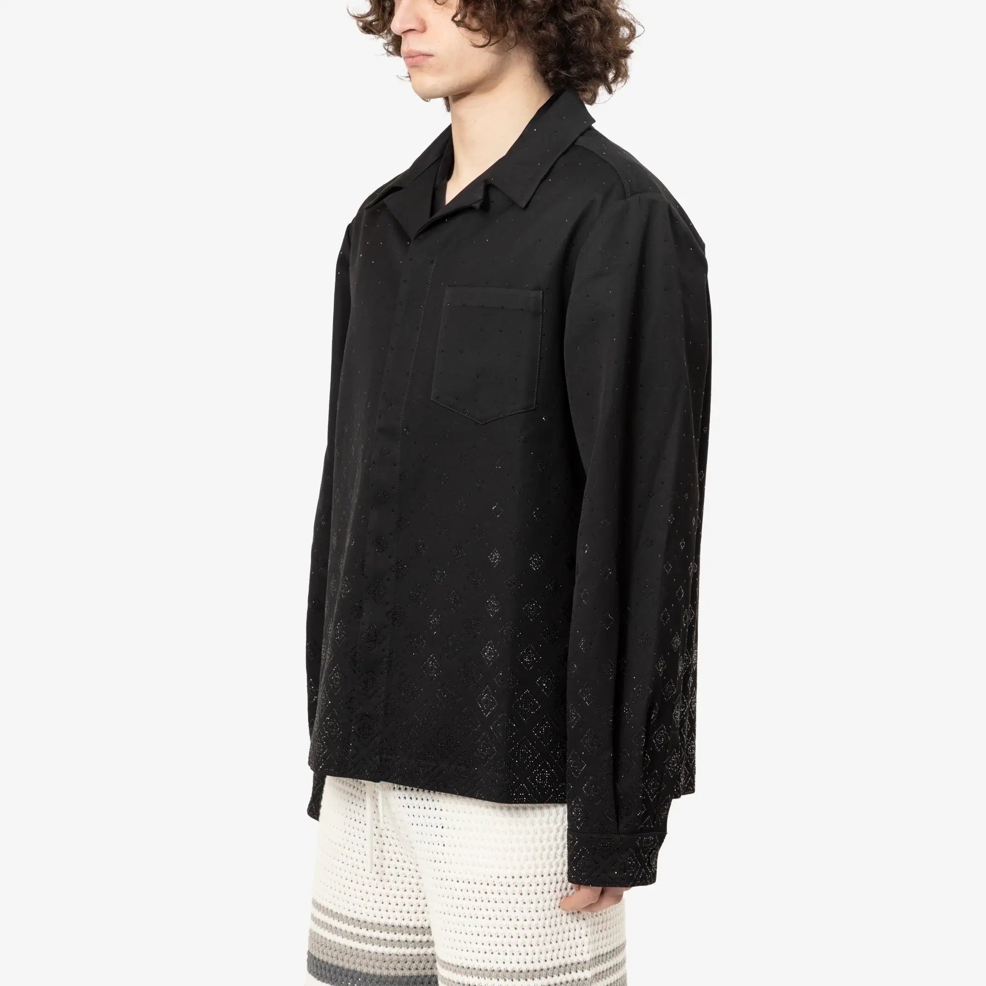 Casablanca Crystal Monogram LS Shirt Black - 3