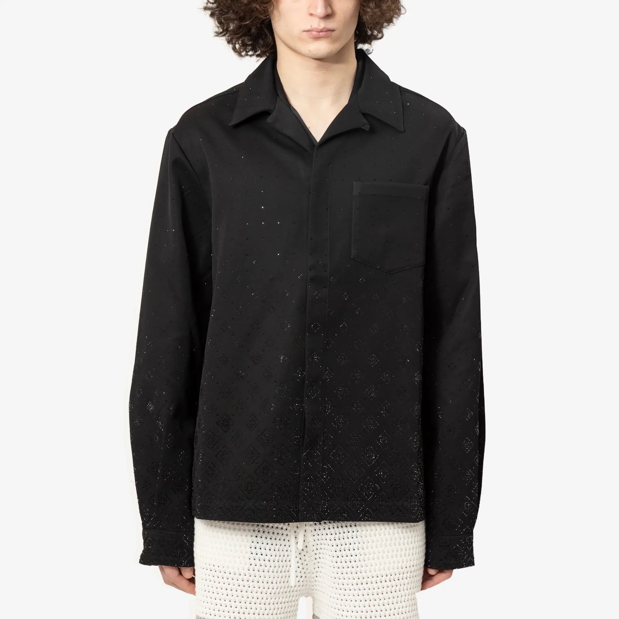 Casablanca Crystal Monogram LS Shirt Black - 1