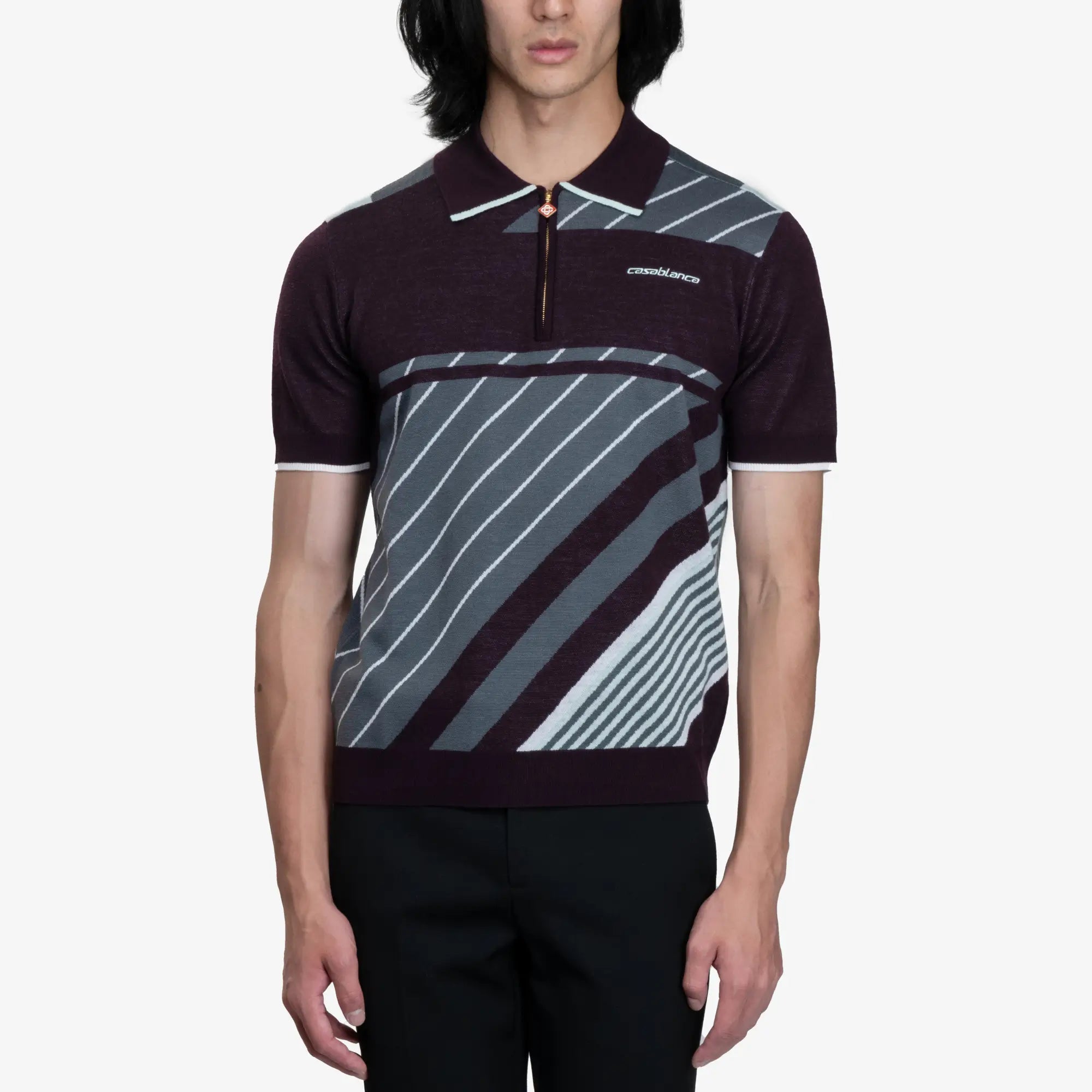 Casablanca Diagonal Sporty Polo Aubergine - 1