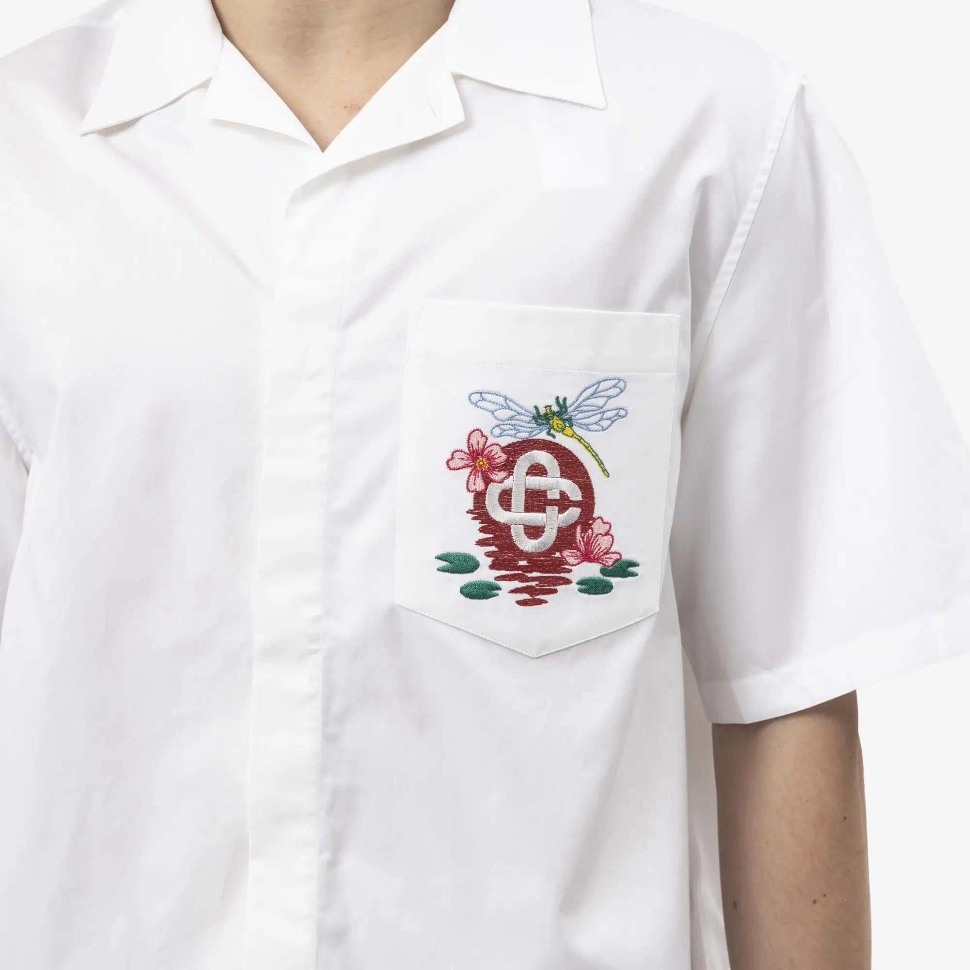 Casablanca Dragonfly Cuban Collar SS Shirt Off White - 5