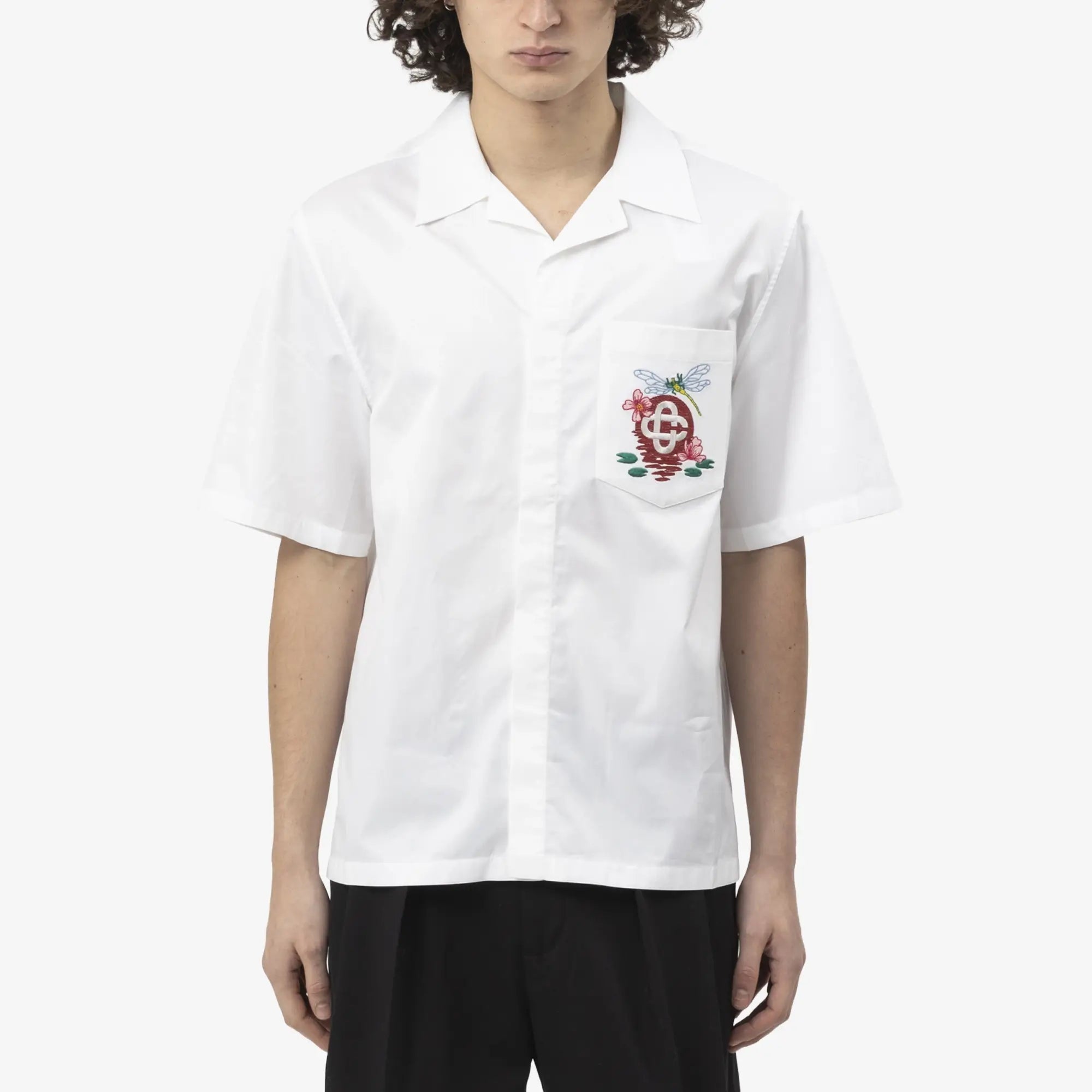 Casablanca Dragonfly Cuban Collar SS Shirt Off White - 1