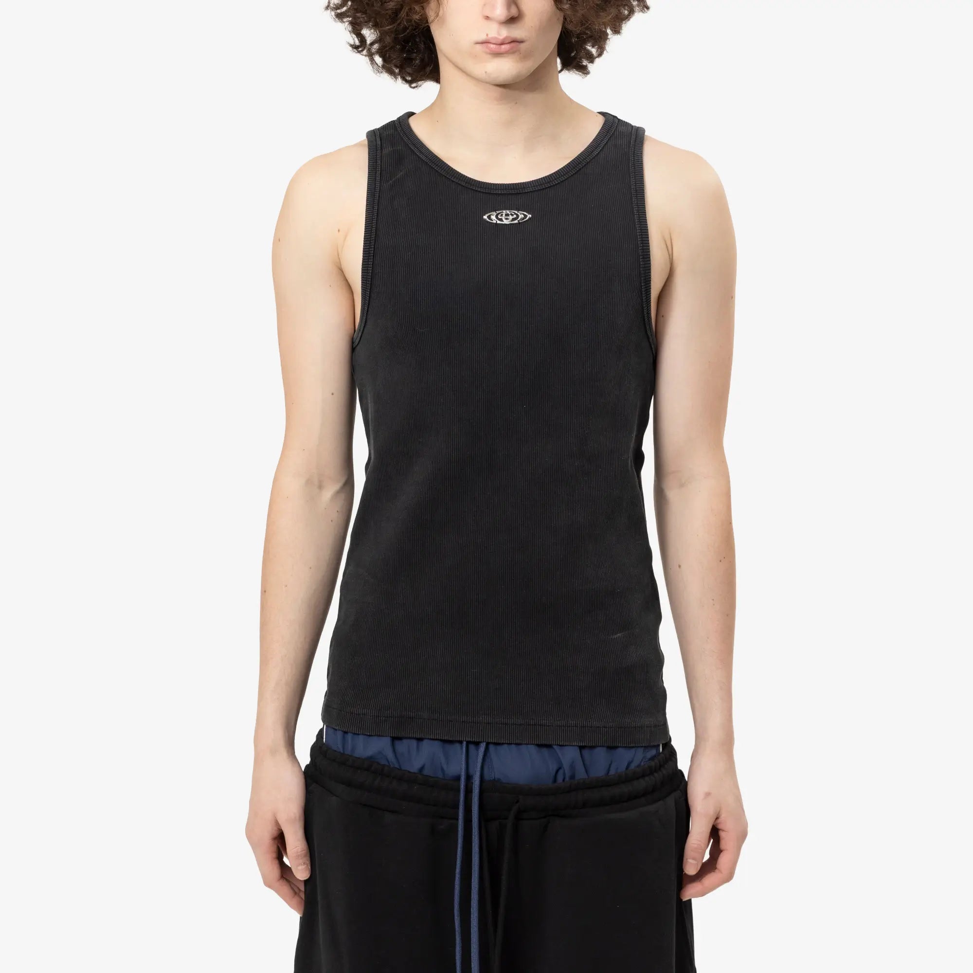 Casablanca Faded Ribbed Tank Top Faded Black - 1