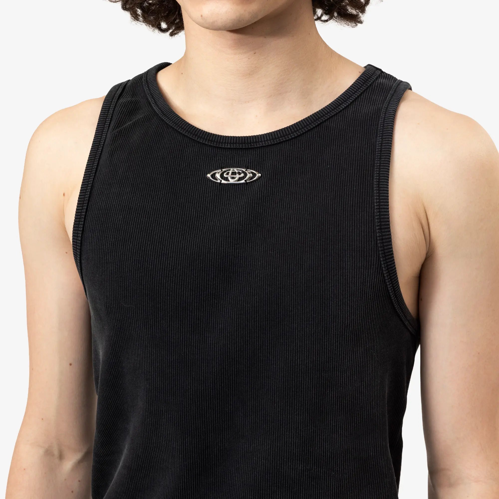 Casablanca Faded Ribbed Tank Top Faded Black - 5