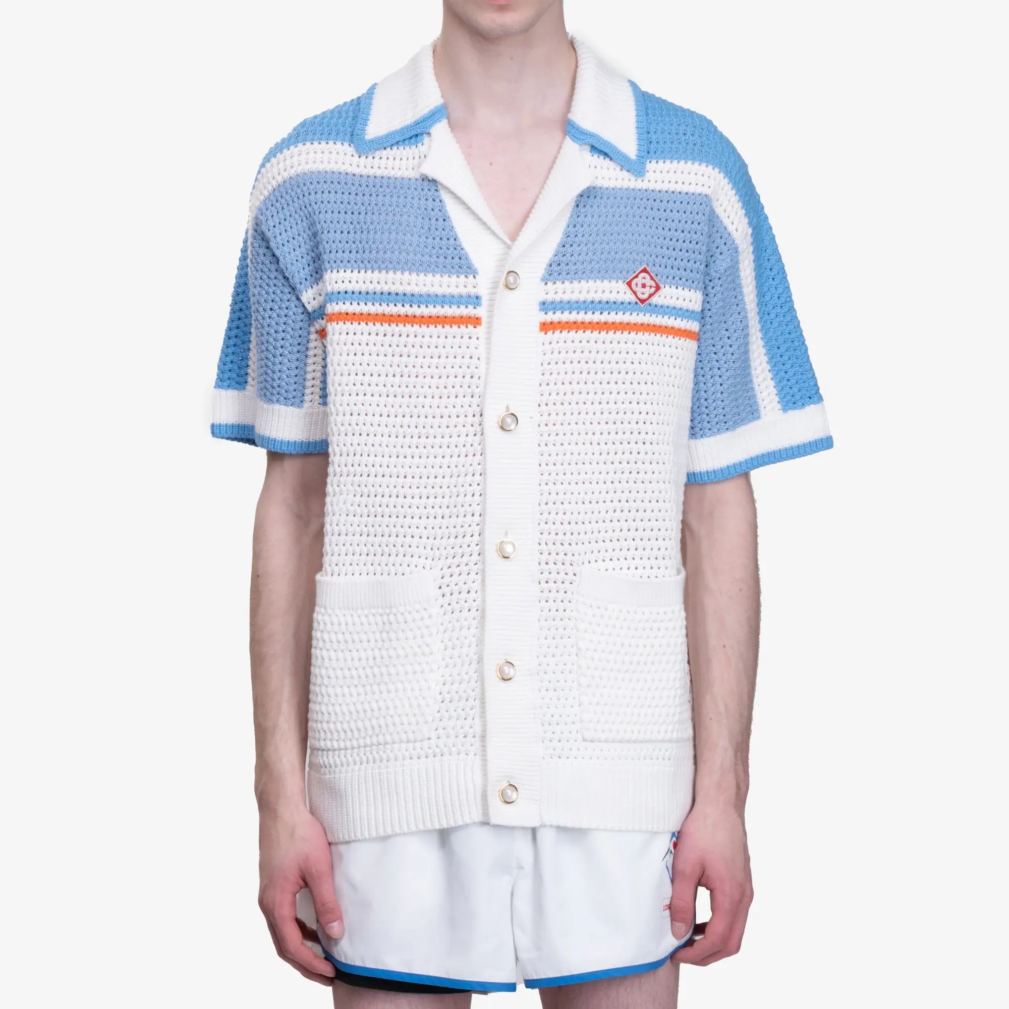 Casablanca Faux Crochet Shirt Blue - 1