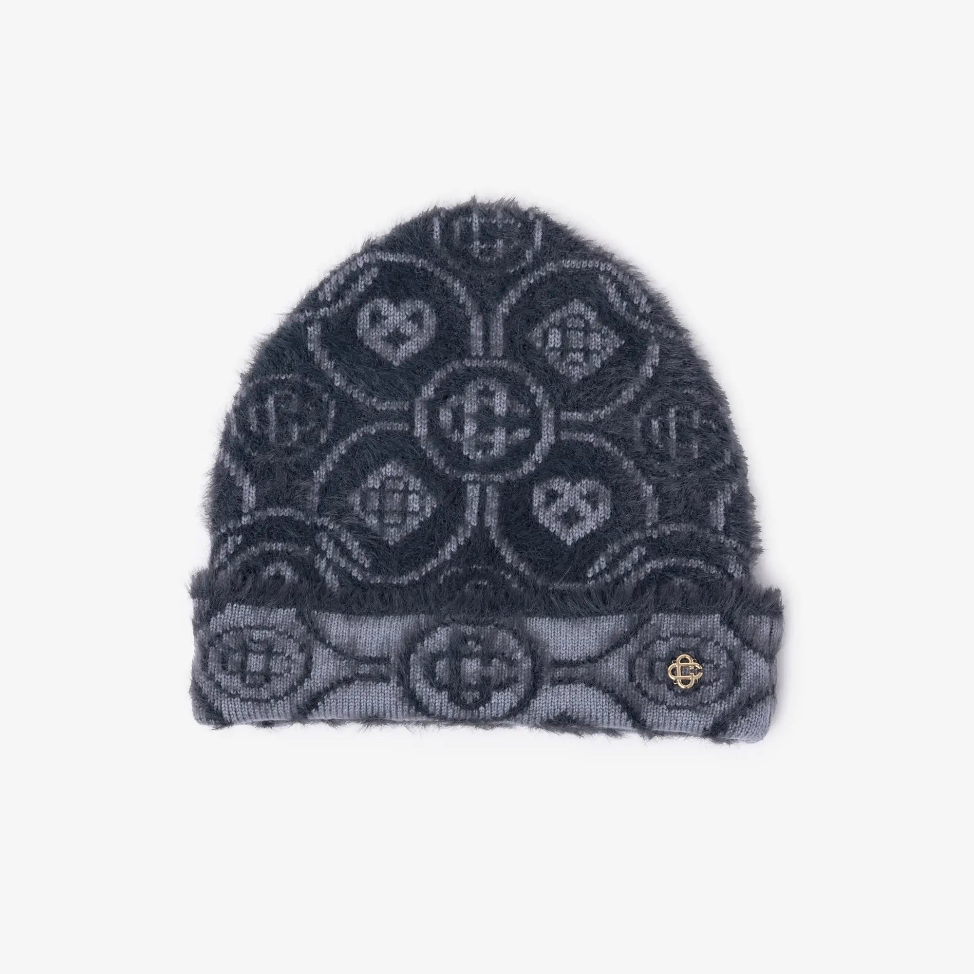 Casablanca Fluffy Monogram Beanie Grey - 1