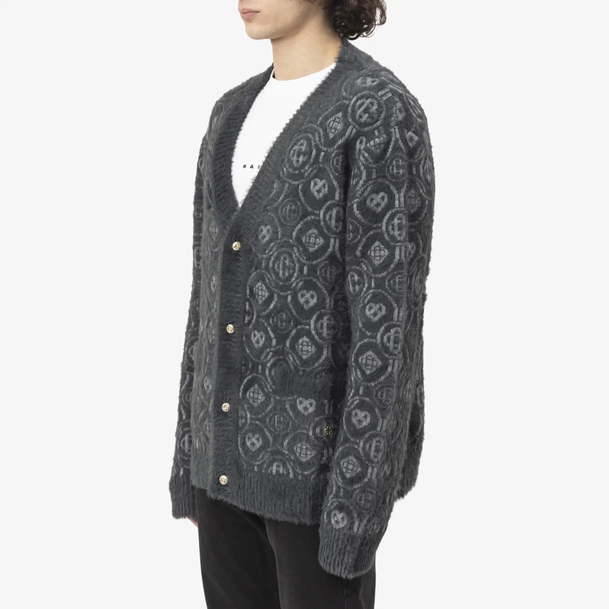 Casablanca Fluffy Monogram Cardigan Grey - 3