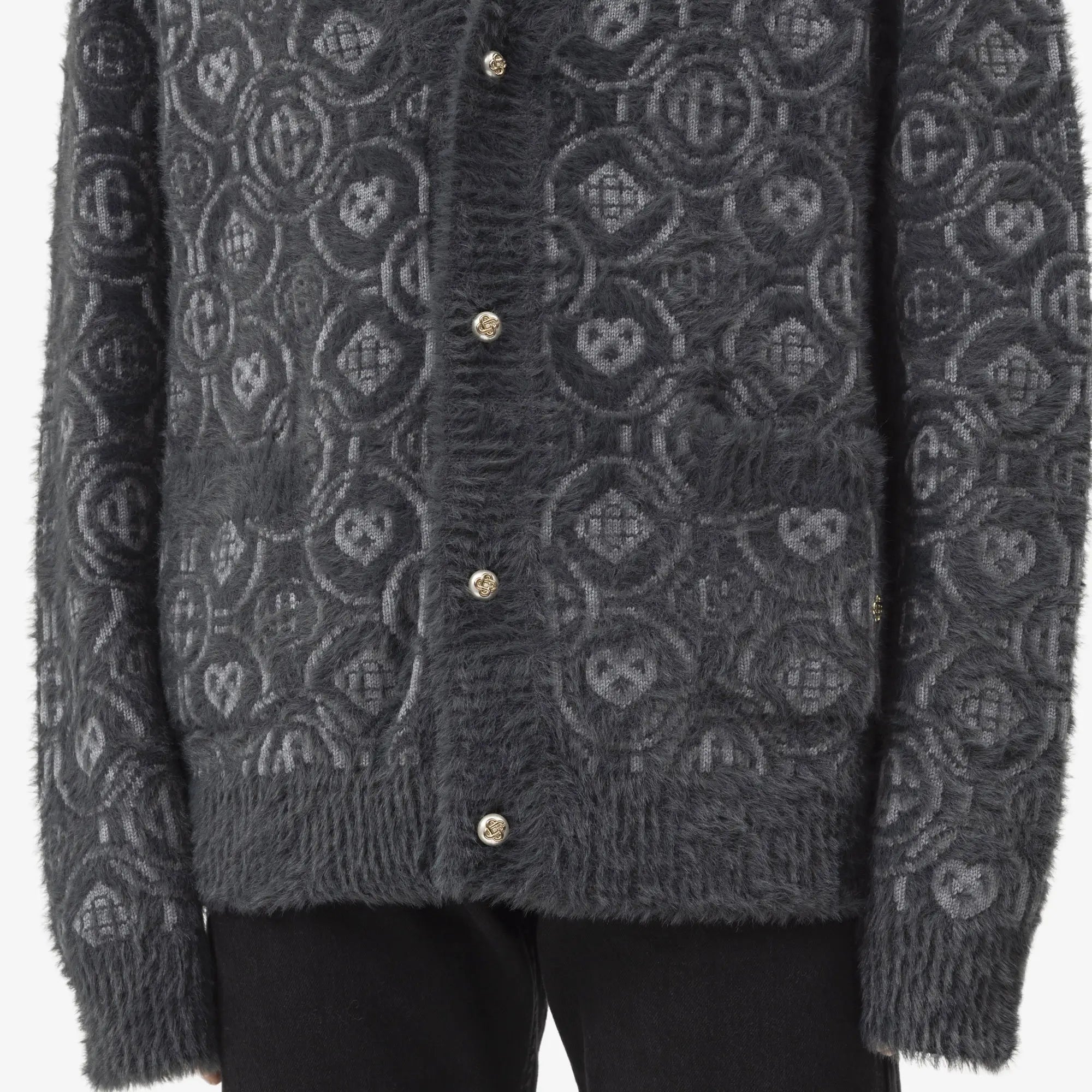 Casablanca Fluffy Monogram Cardigan Grey - 5