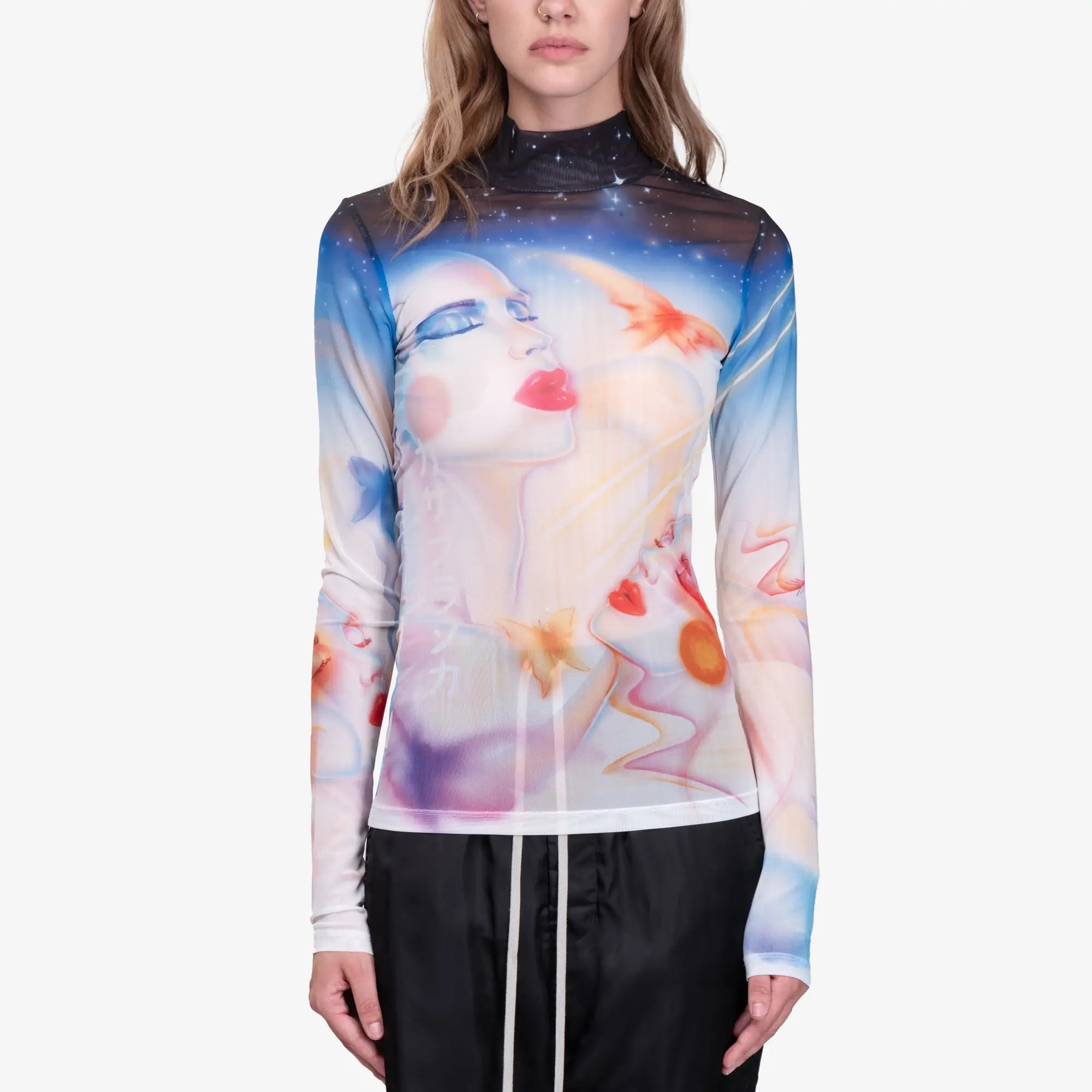 Casablanca Womens Galactic Connection Mesh Top Black - 1