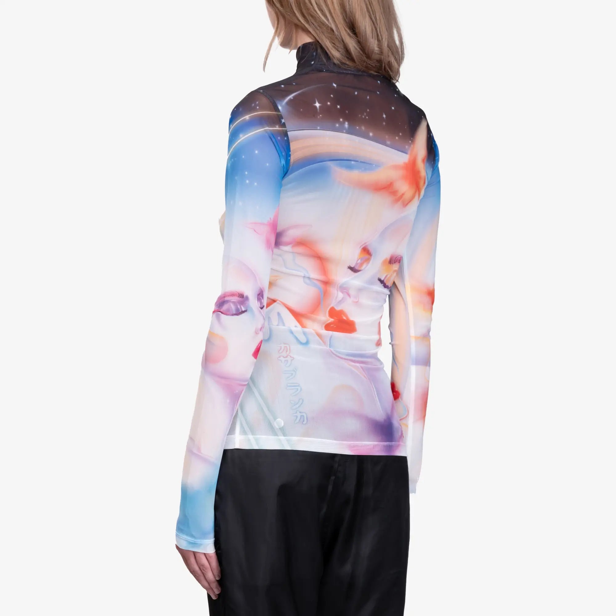 Casablanca Womens Galactic Connection Mesh Top Black - 4