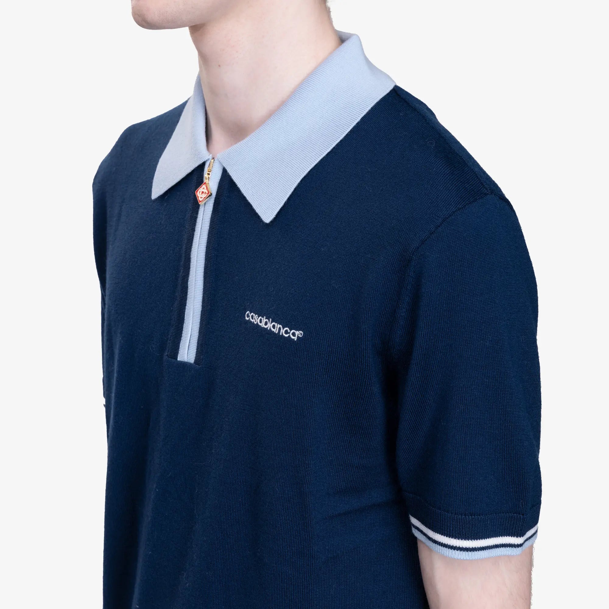 Casablanca Merino Tennis Polo Navy - 5