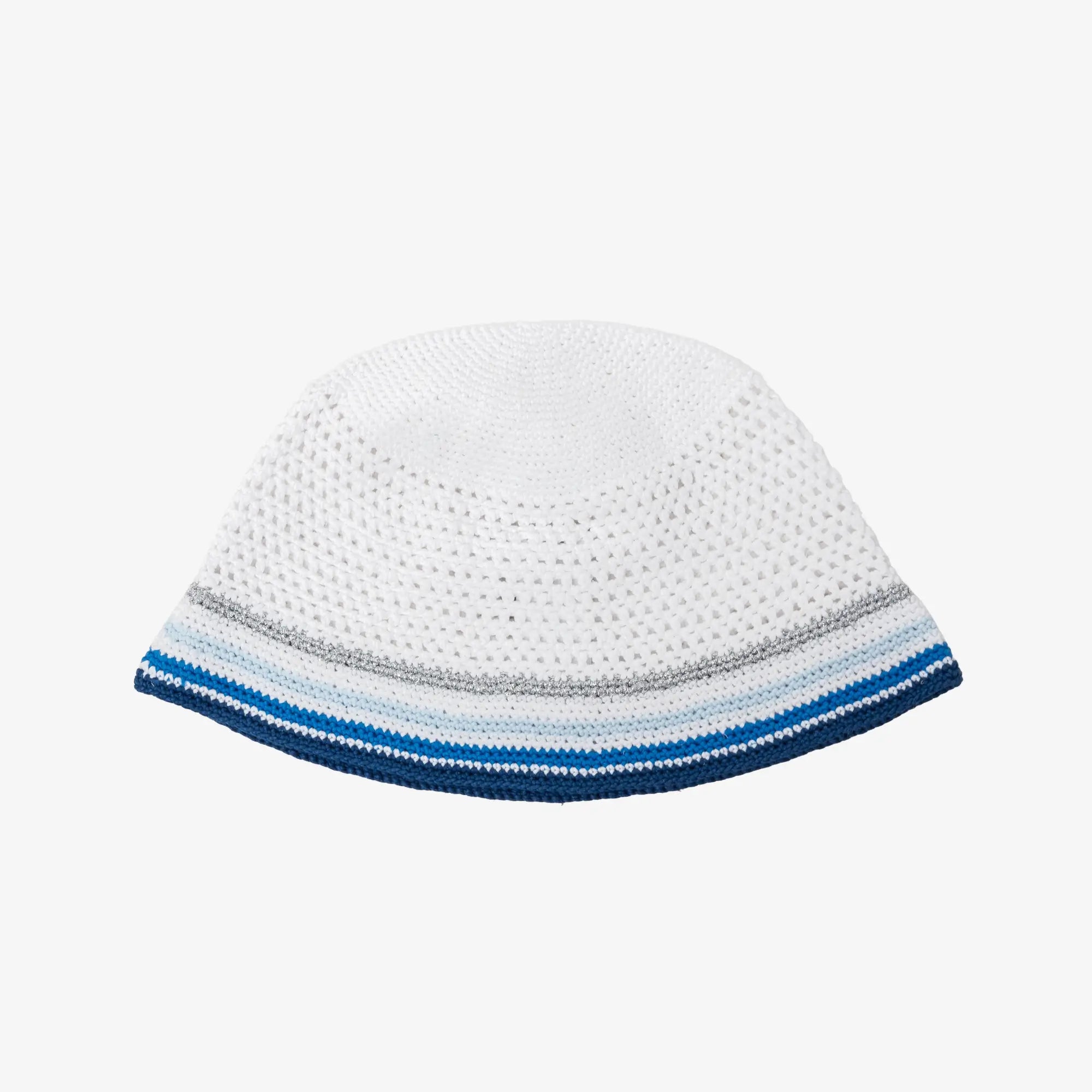 Casablanca Mesh Stripe Crochet Hat White/Blue - 3