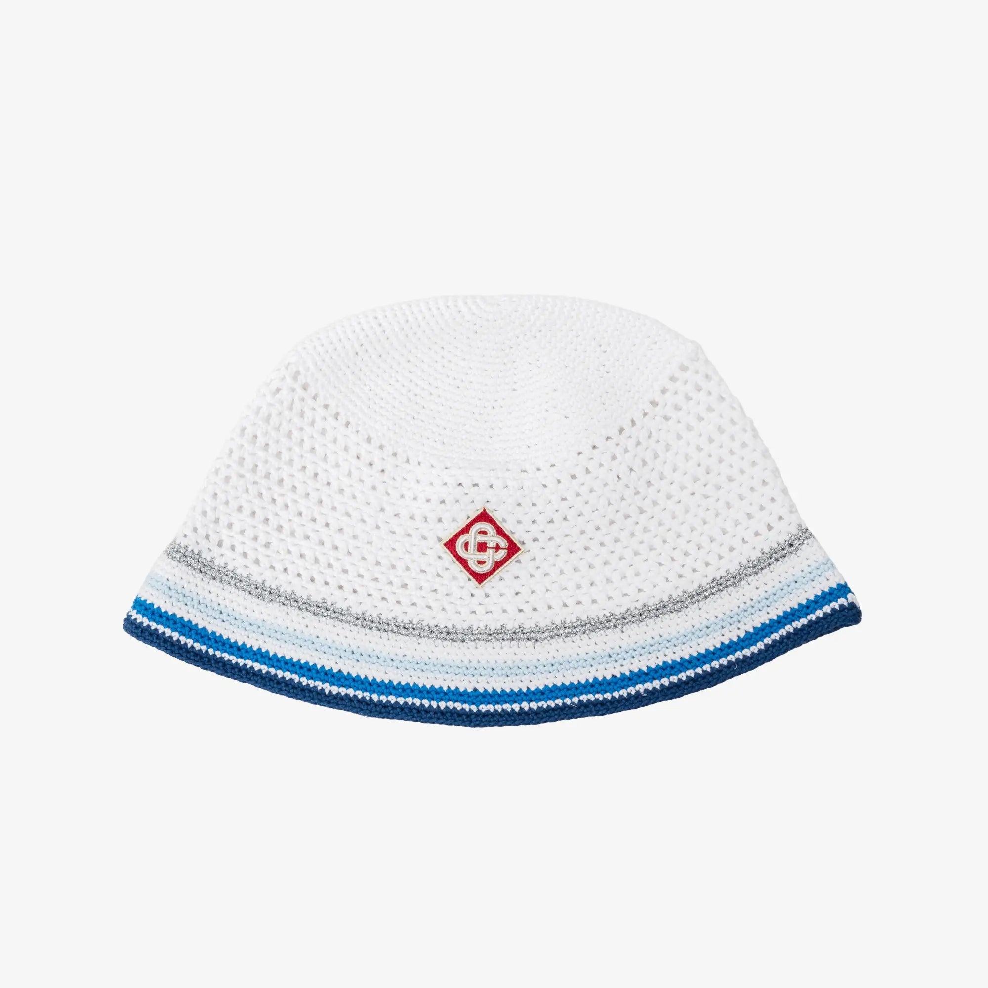 Casablanca Mesh Stripe Crochet Hat White/Blue - 1