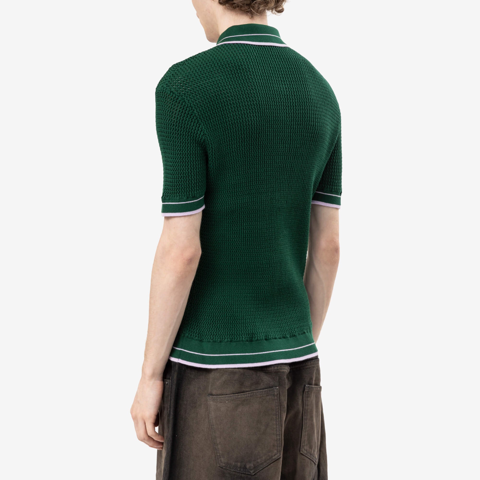Casablanca Mock Mini Crochet Polo Green-4