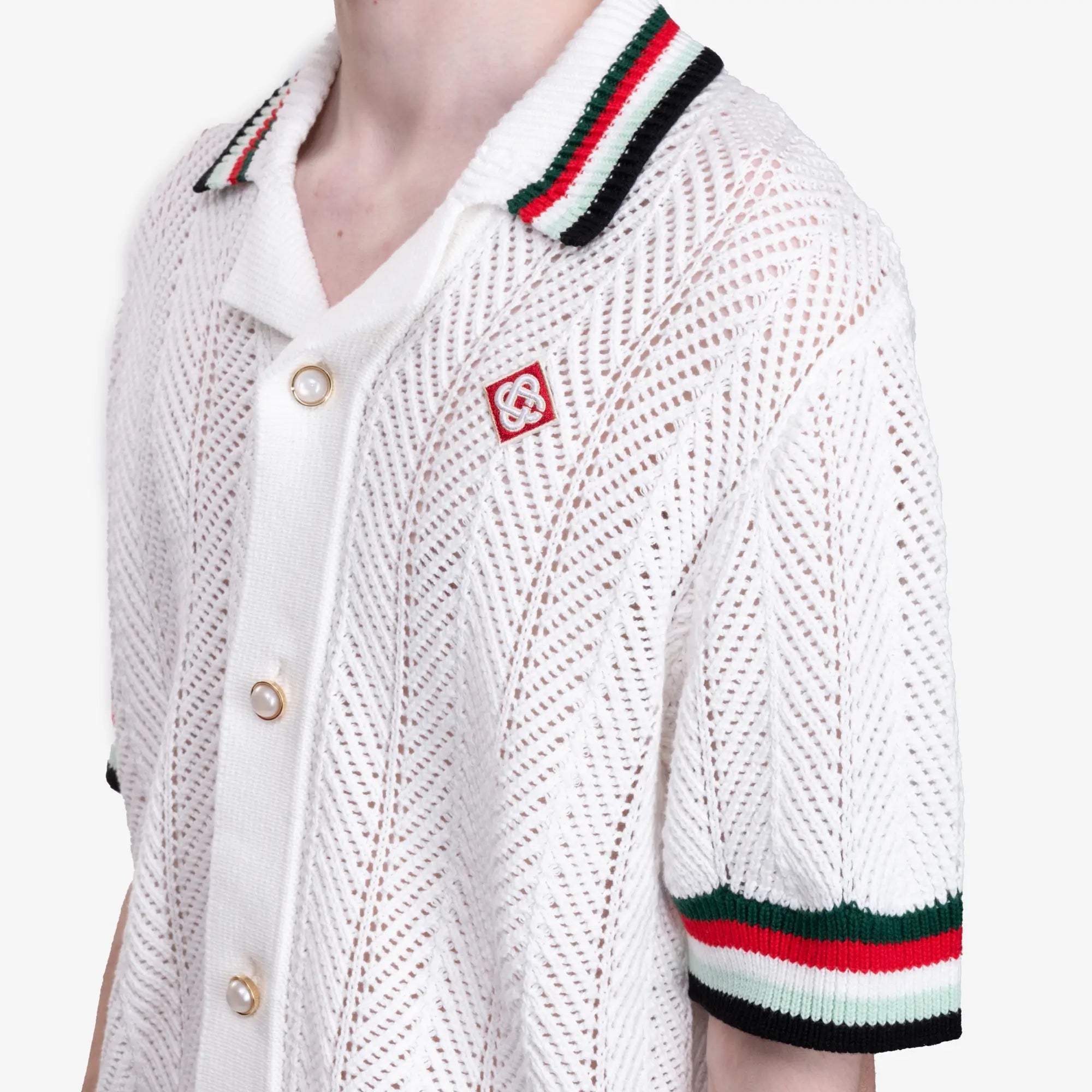 Casablanca Montage Ondulee Crochet Shirt White - 5