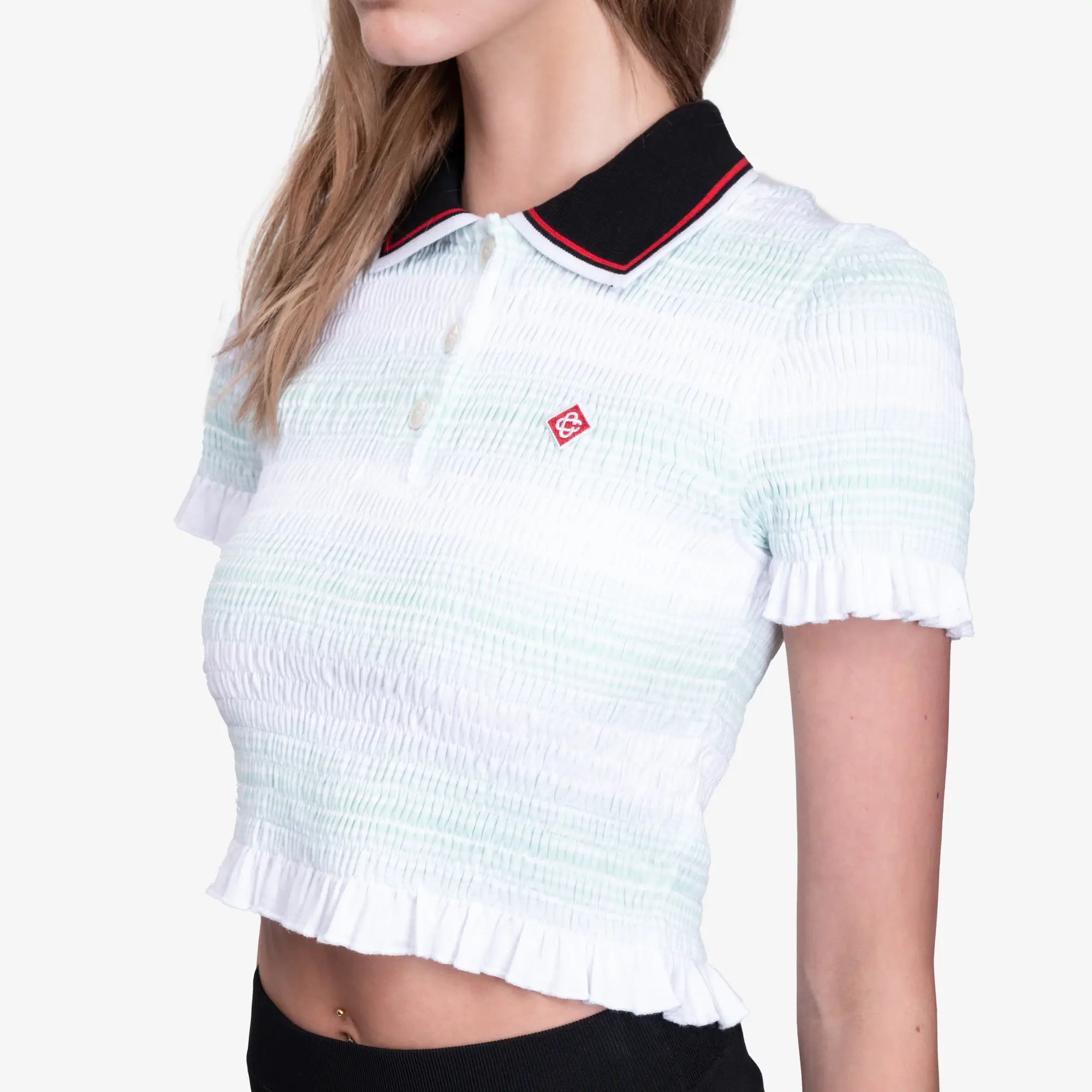 Photo of Casablanca Womens Stripe Shirred Polo - 5