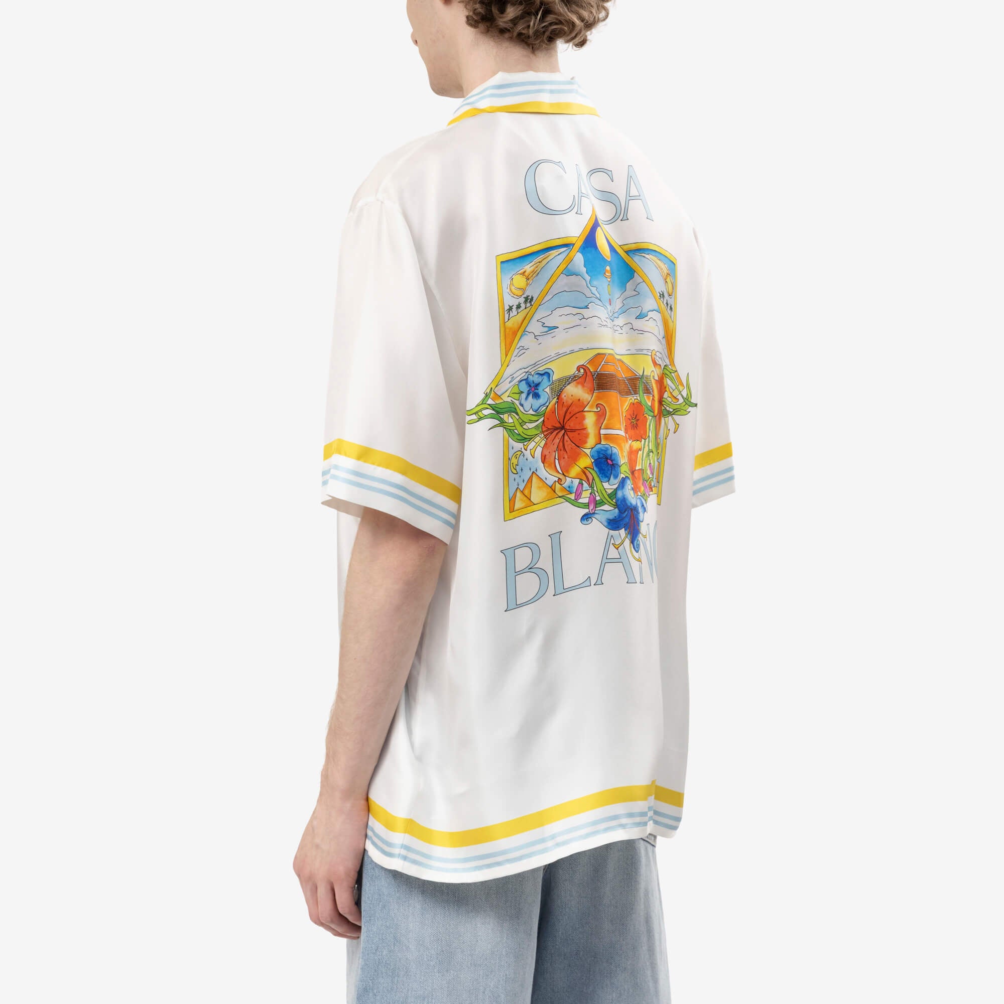 Casablanca Tennis Landscape Cuban Collar SS Shirt Off White-4