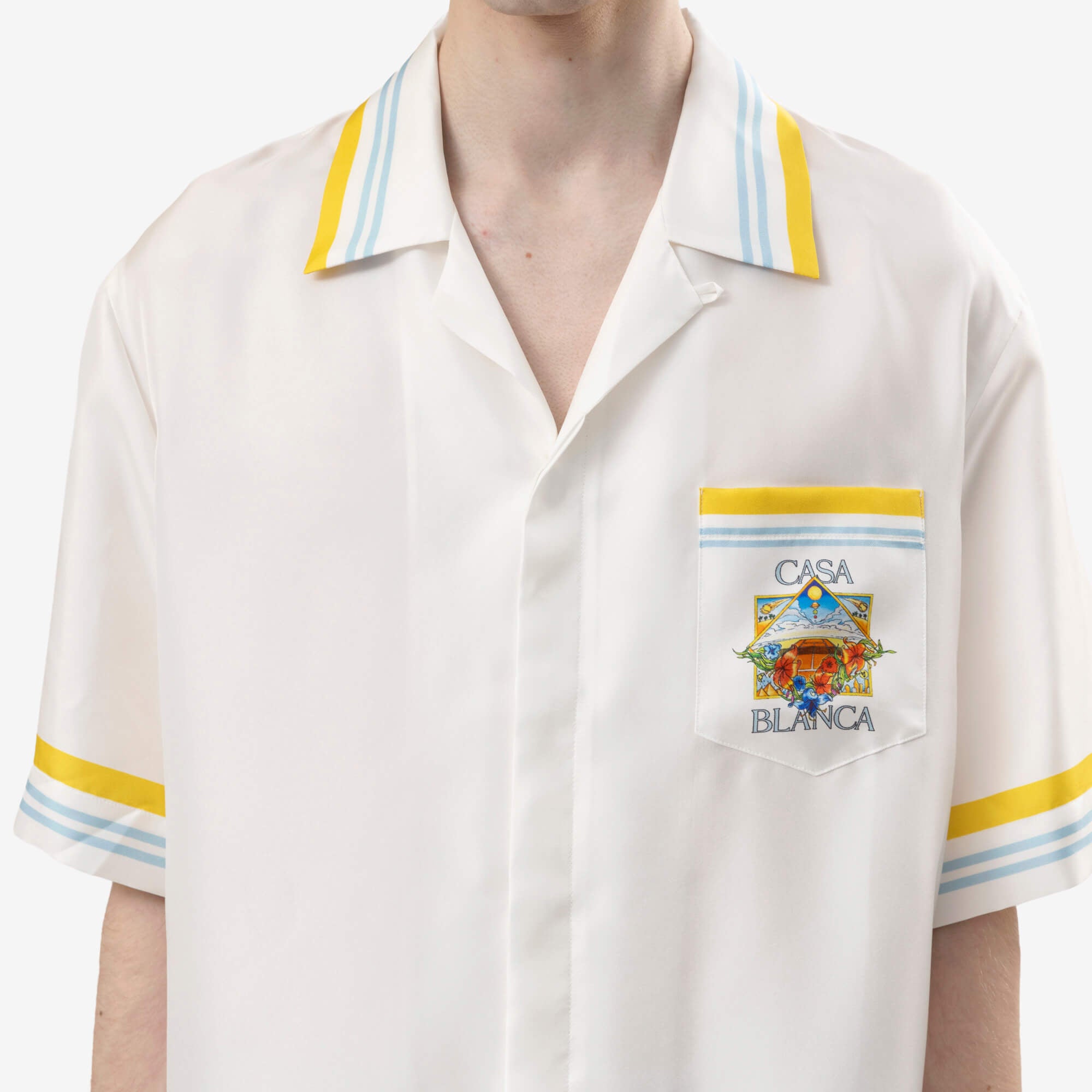 Casablanca Tennis Landscape Cuban Collar SS Shirt Off White-5