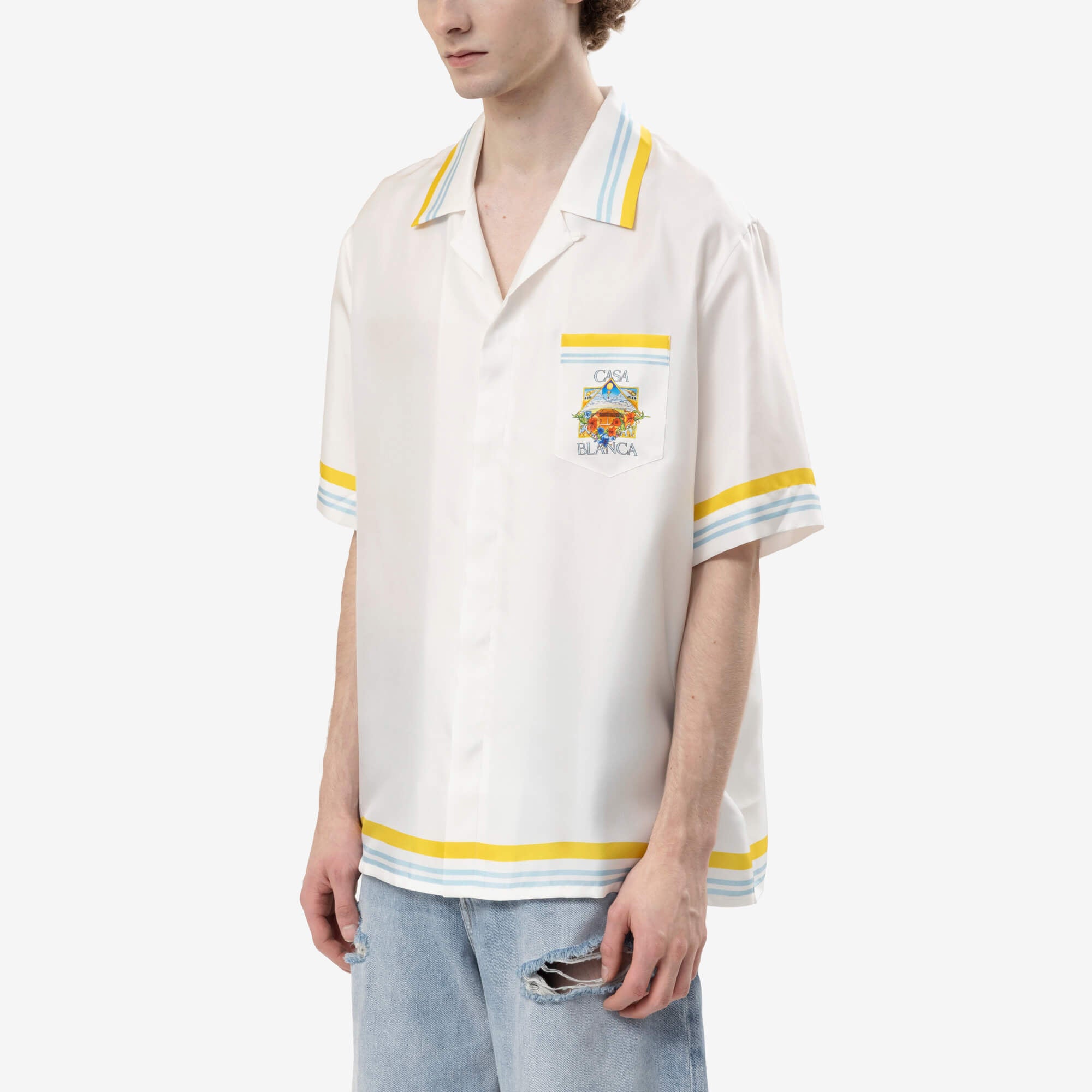Casablanca Tennis Landscape Cuban Collar SS Shirt Off White-3