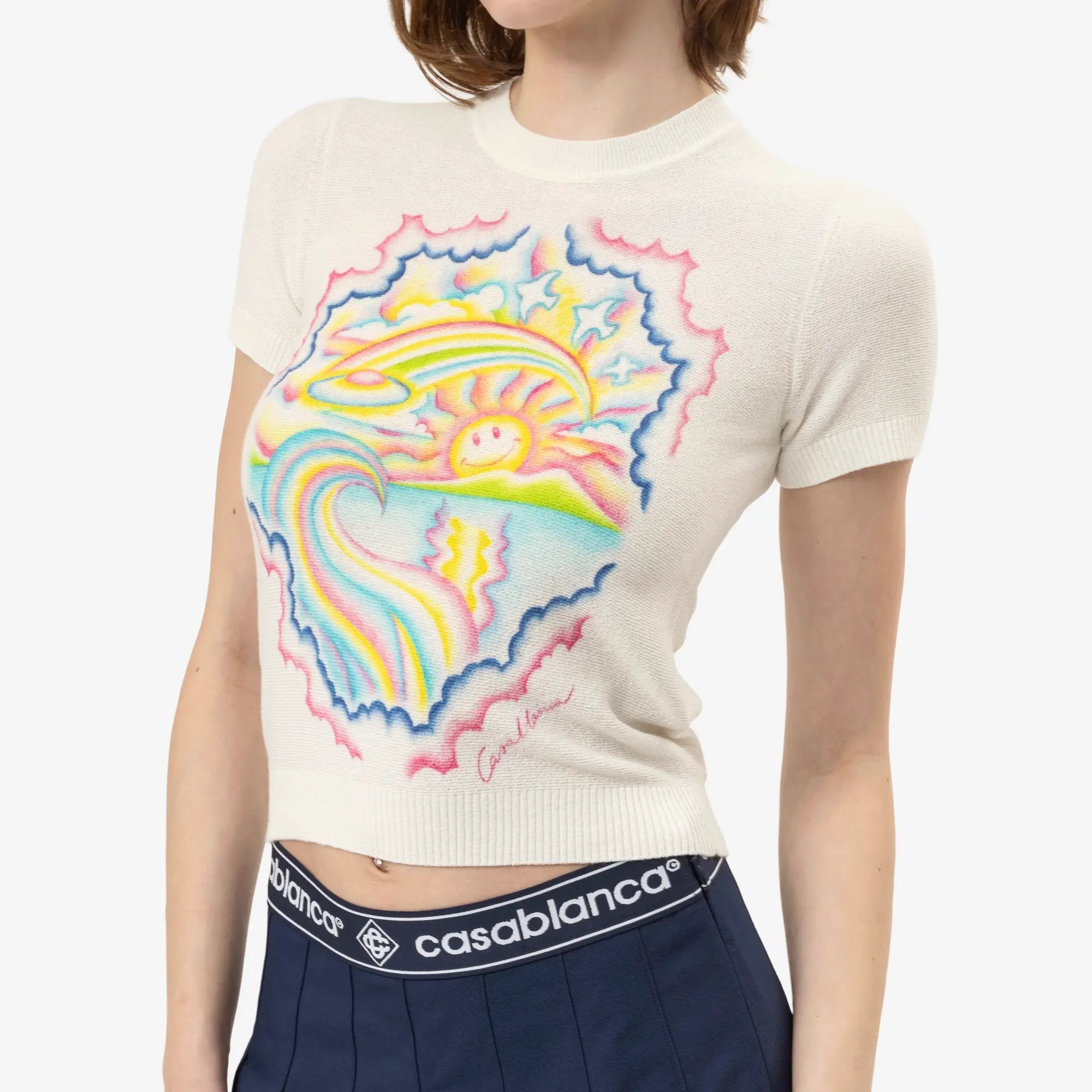 Casablanca Womens Le Re Ve Ensoleille T-Shirt White - 5