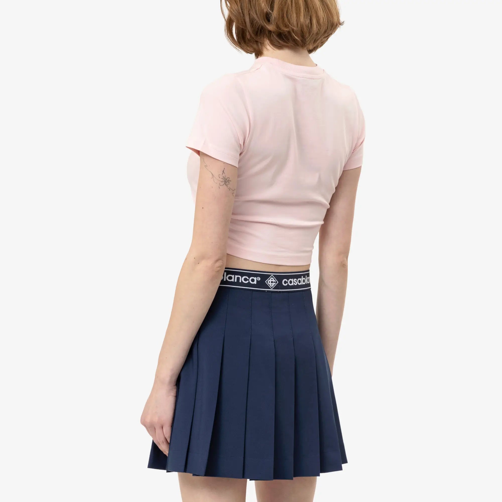 Casablanca Womens Orchid Logo Cropped Baby Tee Pale Pink - 4