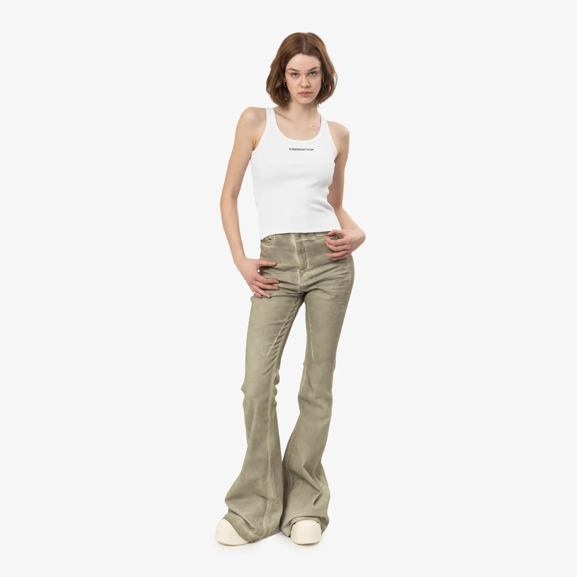 Casablanca Womens Ribbed Tank Top White - 2