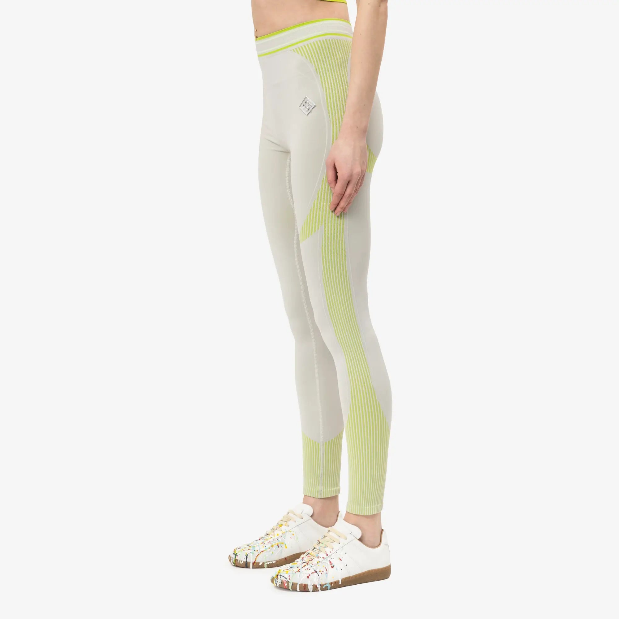 Casablanca Womens Seamless Leggings Grey/Lime - 3