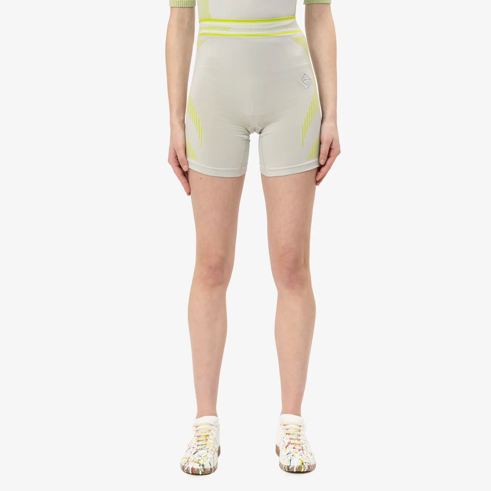 Casablanca Womens Seamless Shorts Grey/Lime - 1