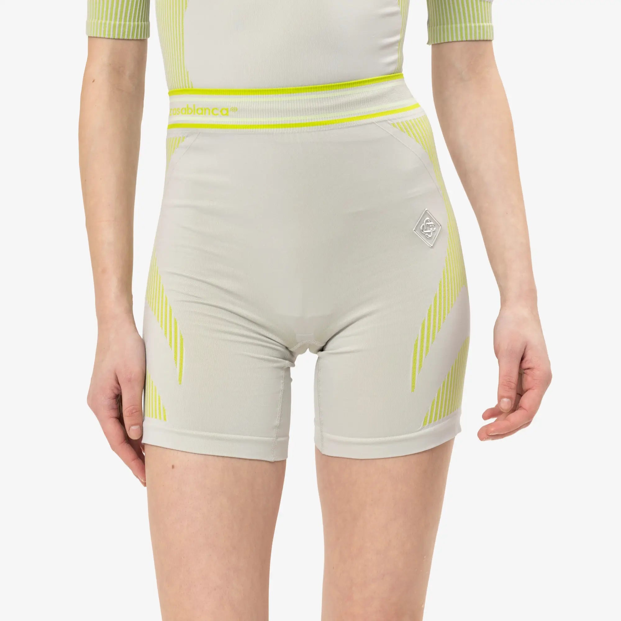Casablanca Womens Seamless Shorts Grey/Lime - 5