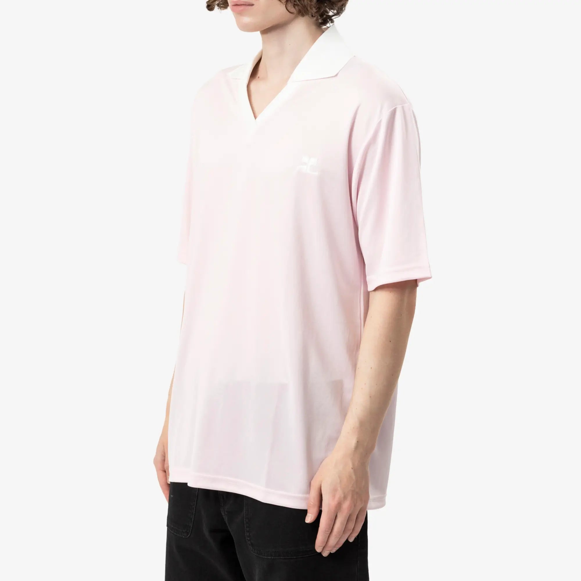 Courreges Oversized Sports Polo Light Pink - 3