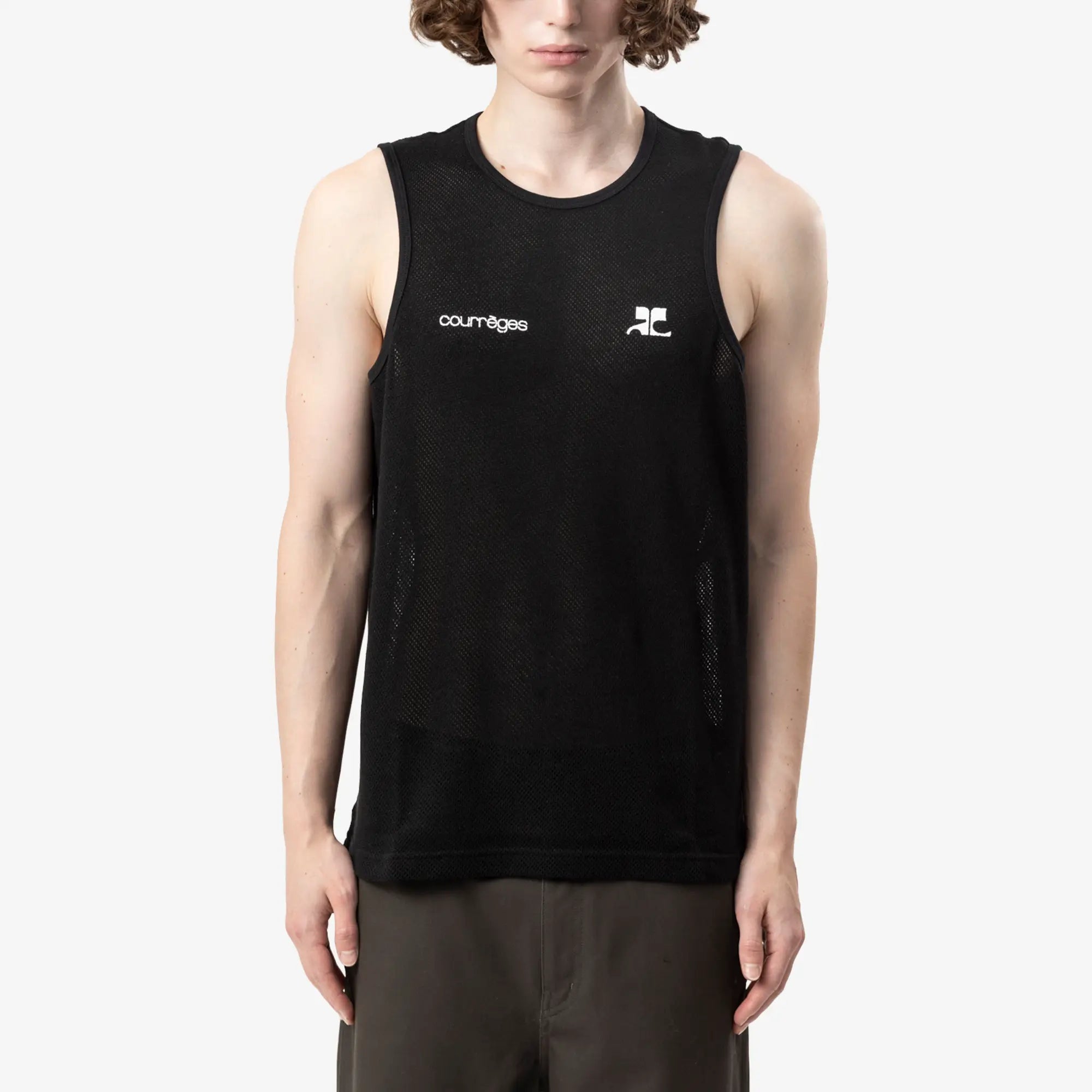Courreges Printed Mesh Tank Top Black - 1