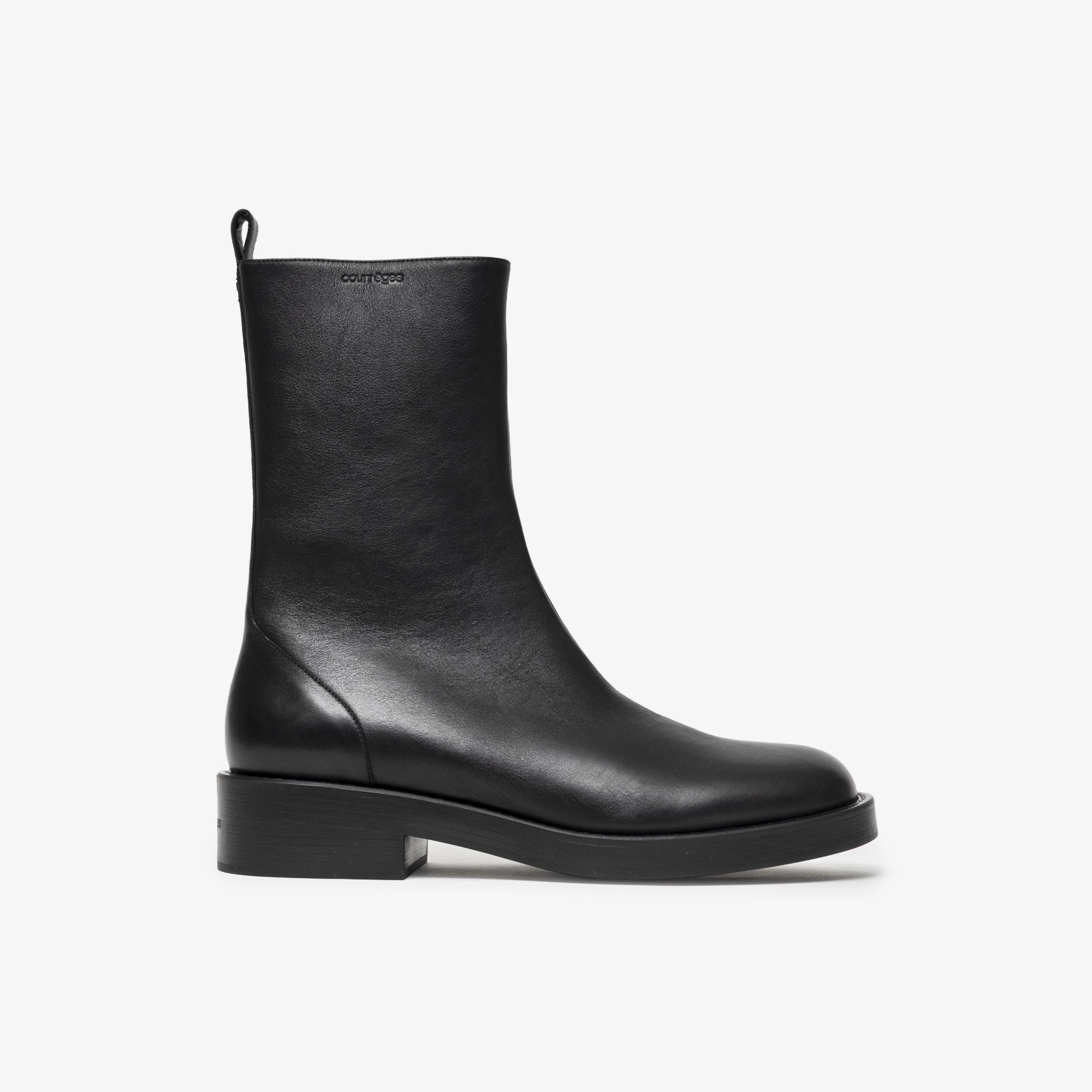 Courreges Rider Leather Boots Black - 4