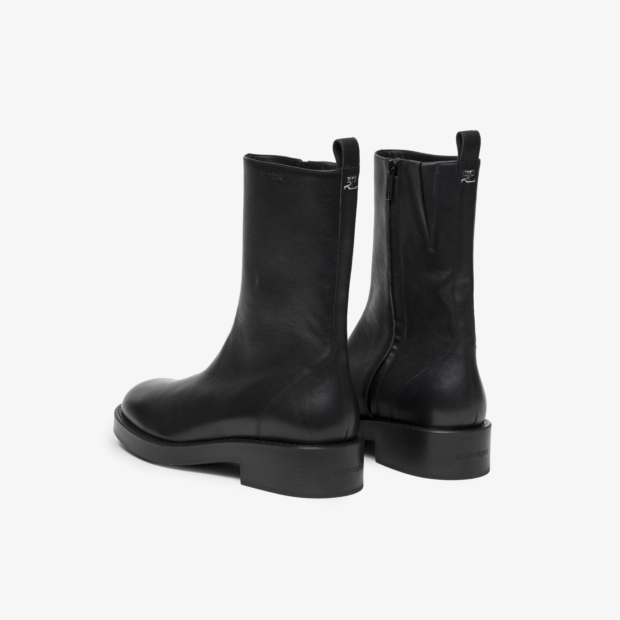 Courreges Rider Leather Boots Black - 2