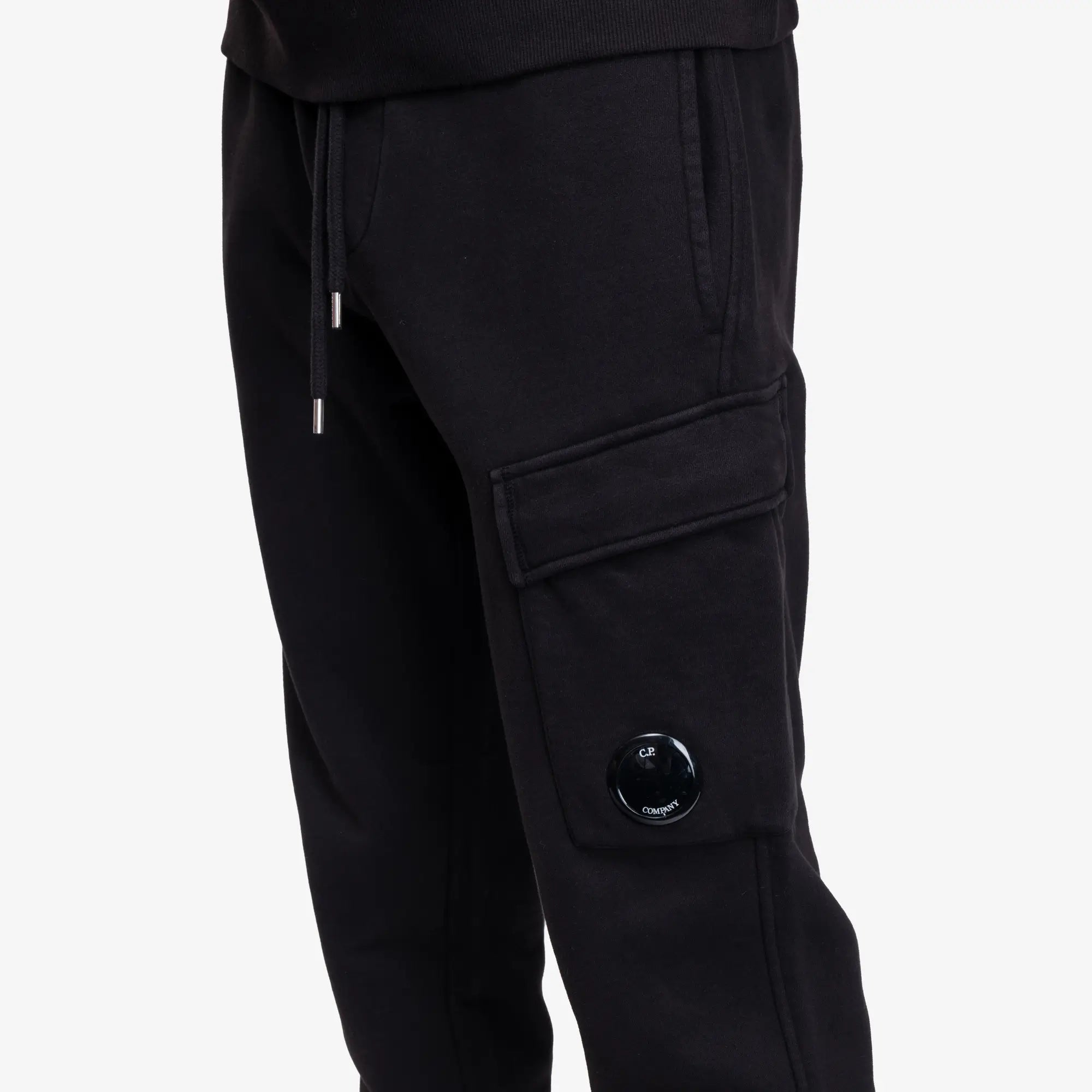 C.P. Company Diagonal Fleece Lens Cargo Sweatpants Black - 5