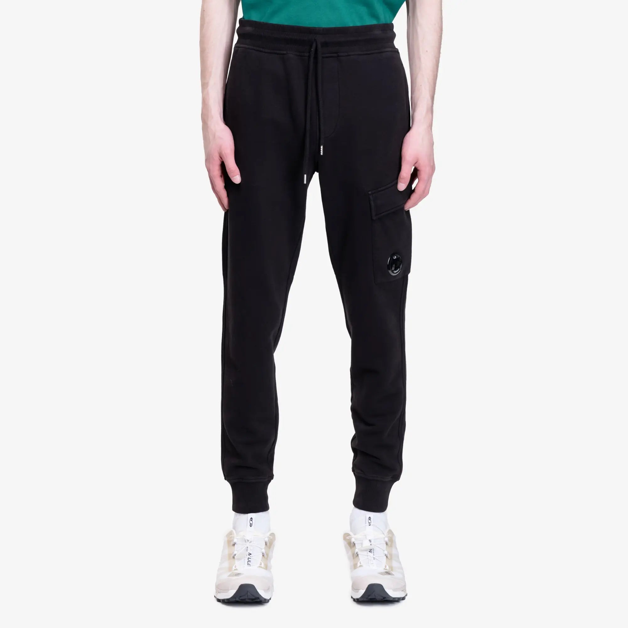C.P. Company Diagonal Fleece Lens Cargo Sweatpants Black - 1