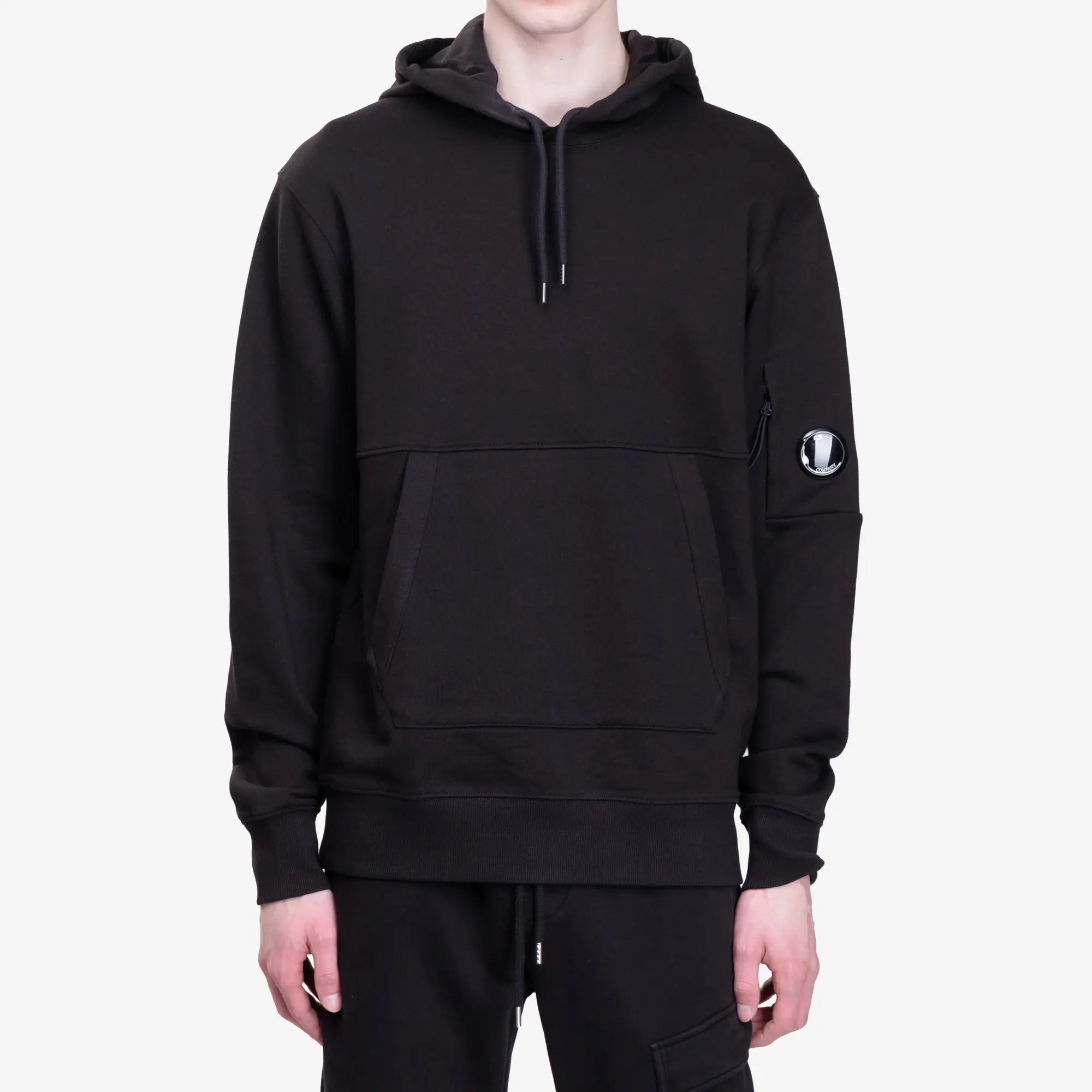 C.P. Company Diagonal Raised Fleece Hoody Black - 1
