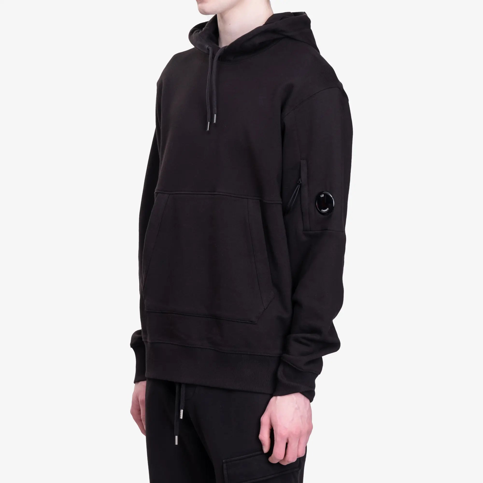 C.P. Company Diagonal Raised Fleece Hoody Black - 3