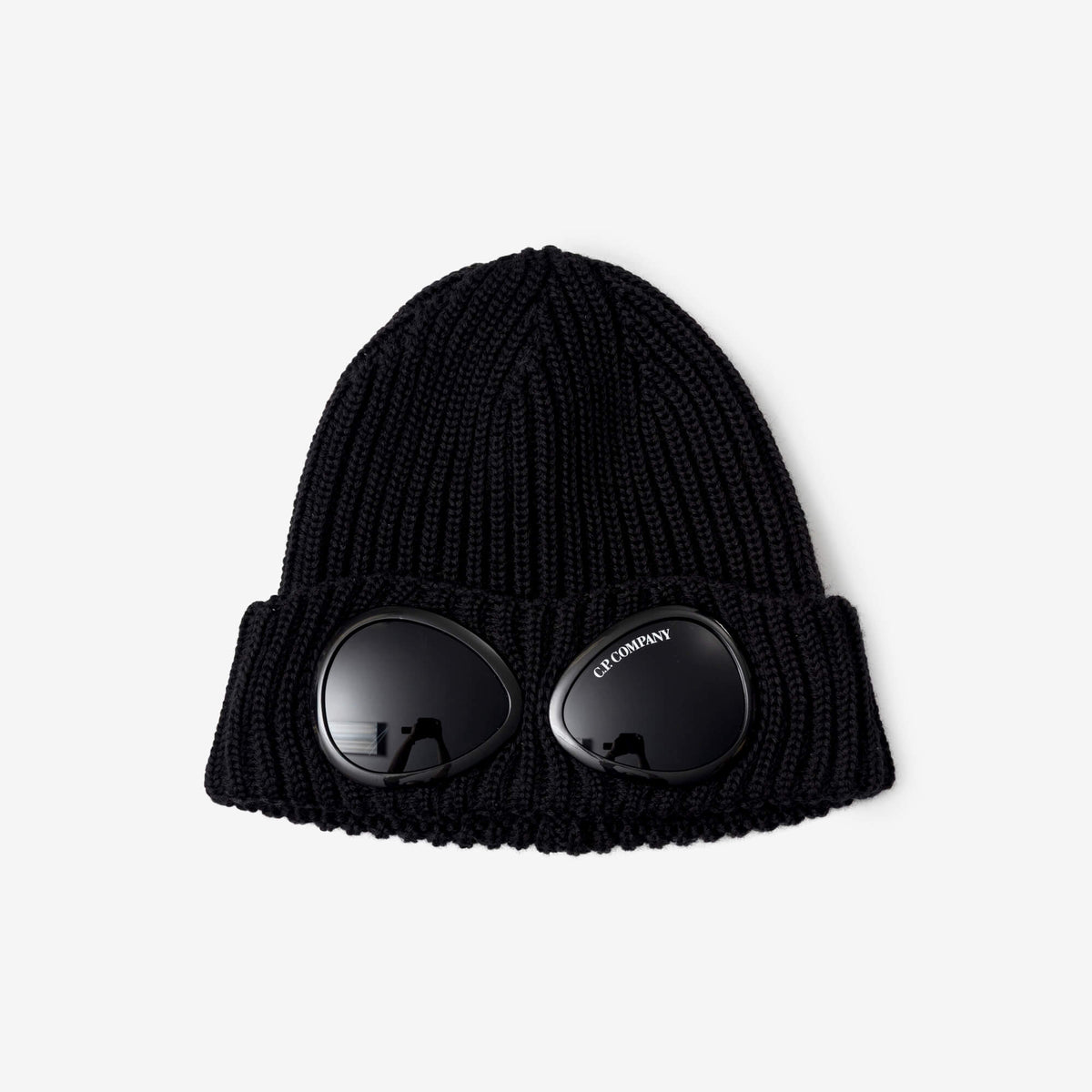 C.P. Company Extrafine Merino Wool Goggle Beanie Black-1