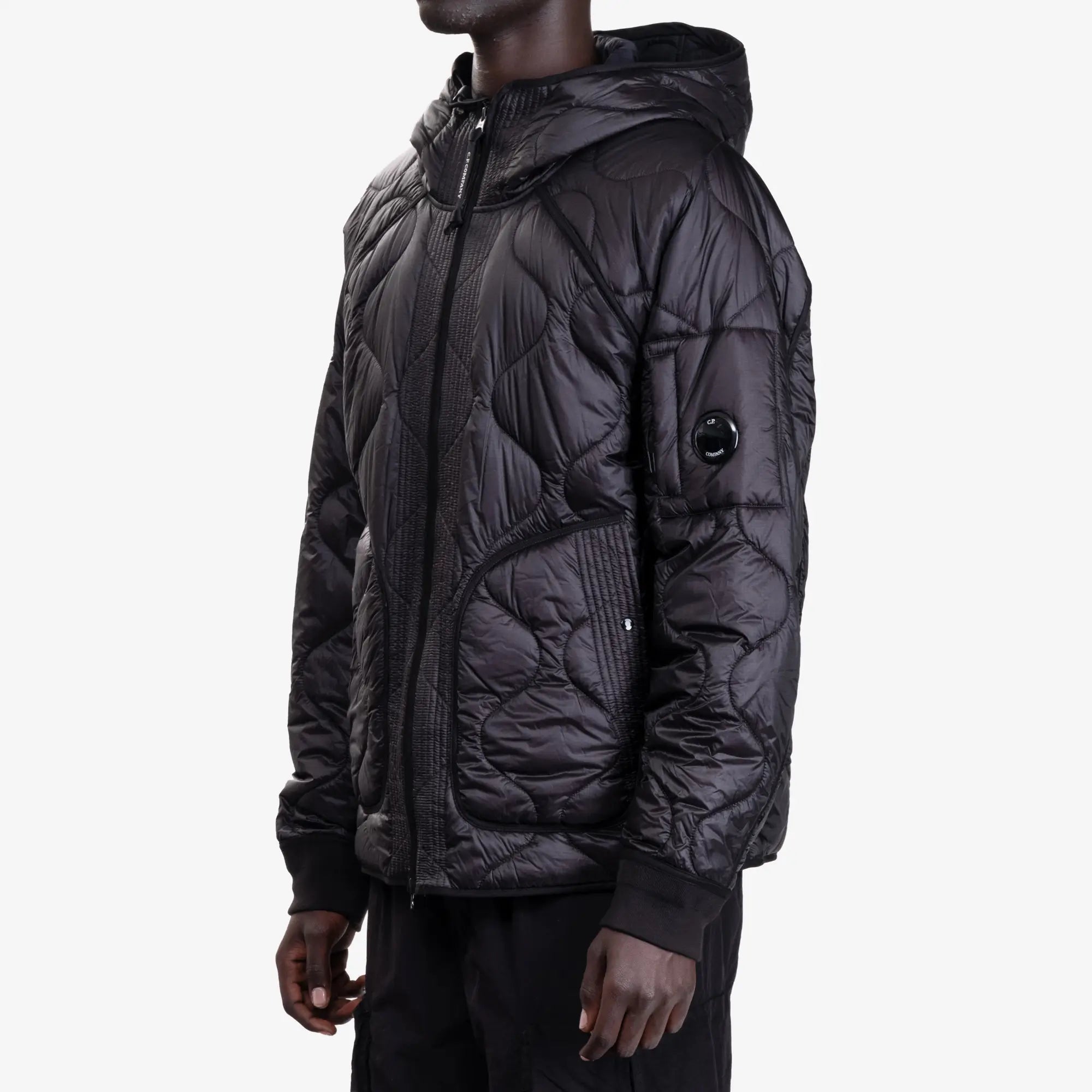 C.P. Company Liner Hooded Padded Jacket Black - 3