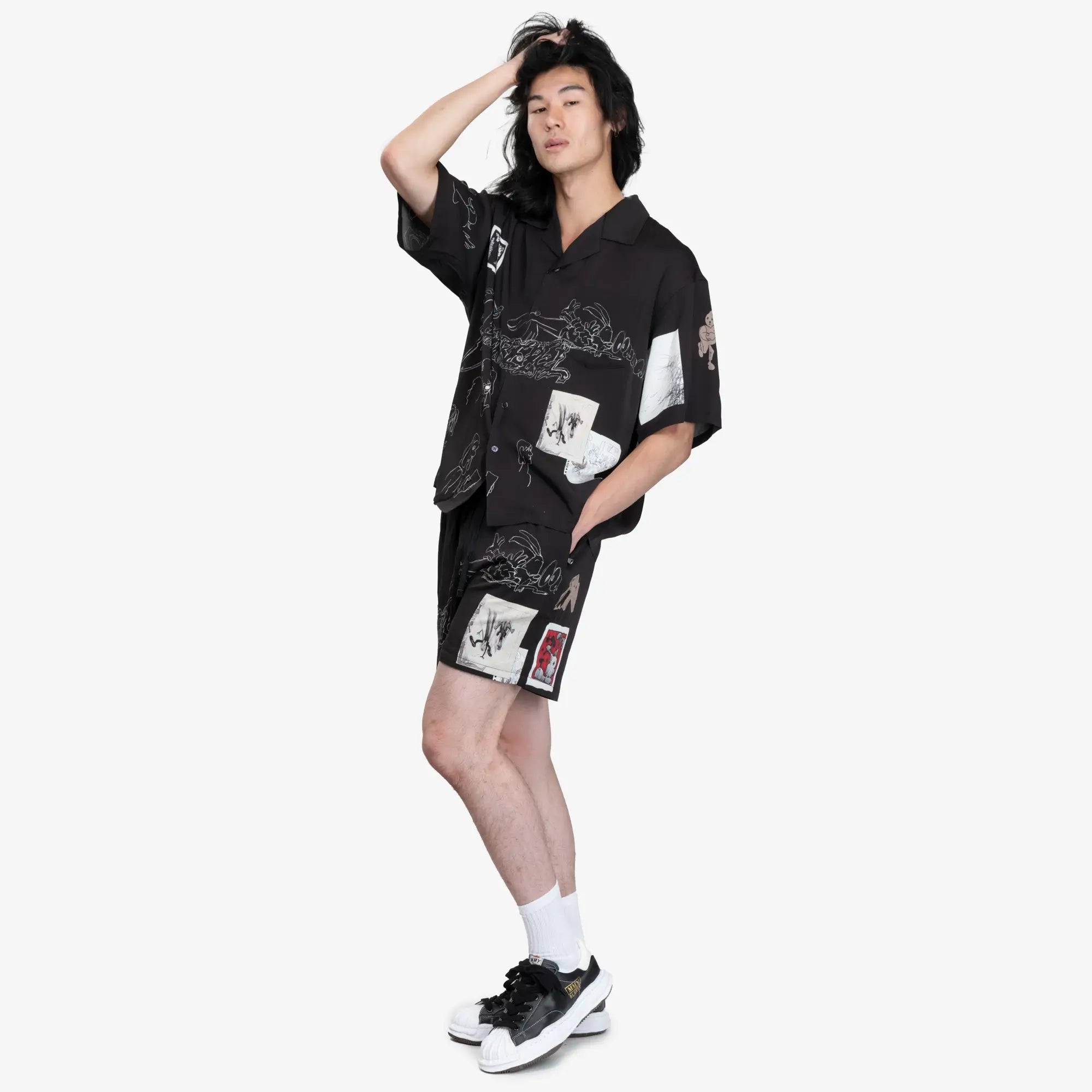 Dom Rebel Assemblage Camp Collar Shirt Black - 2