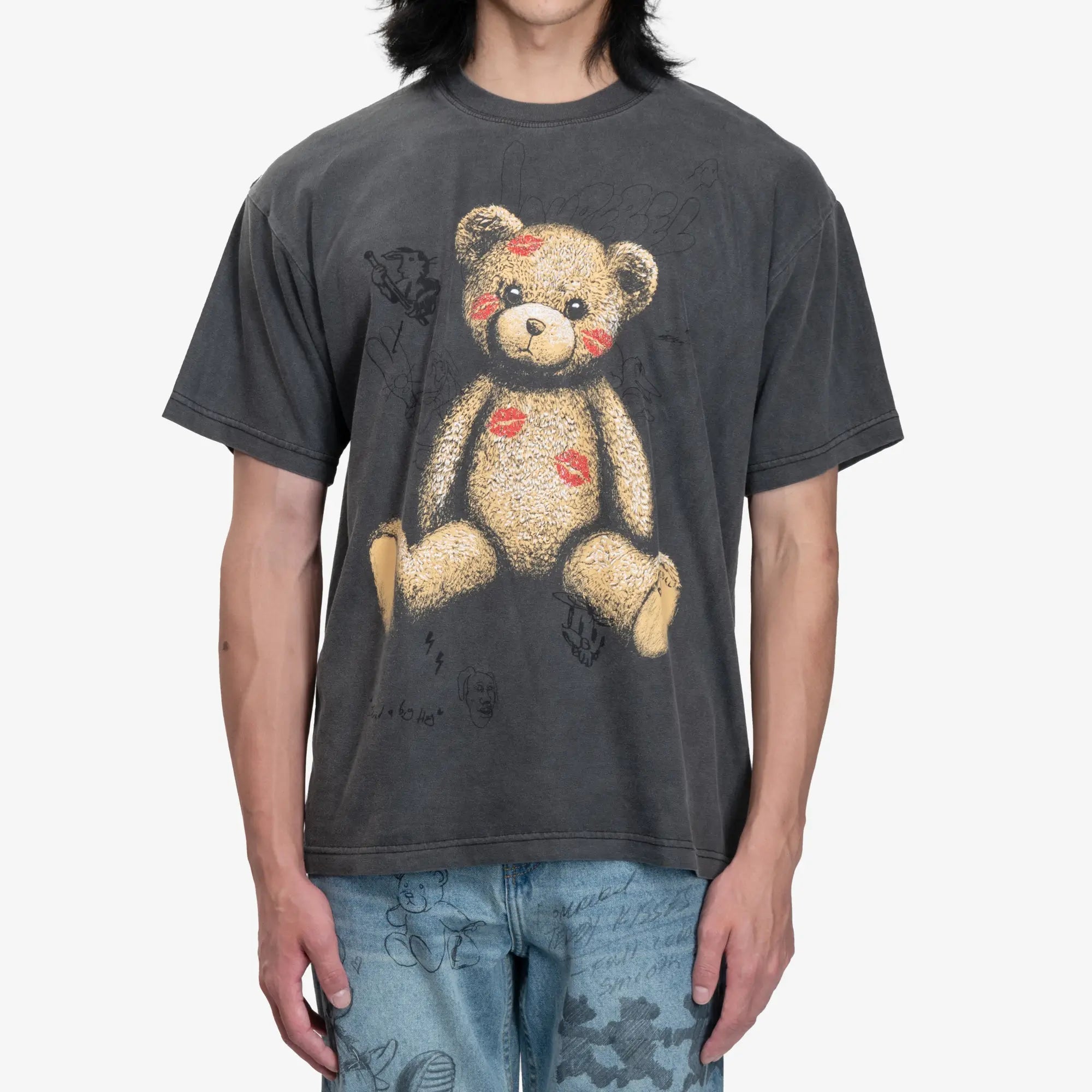 Dom Rebel Big Kiss T-Shirt Faded Black - 1