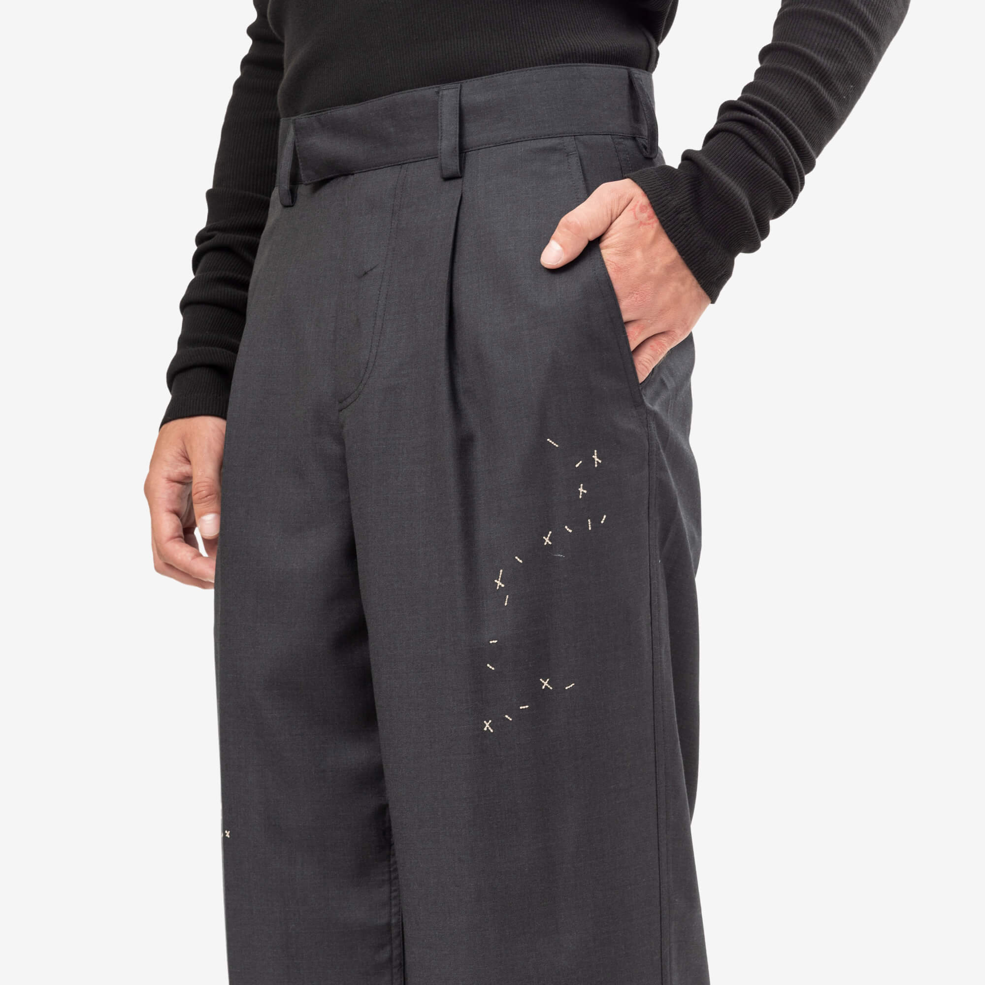 Dom Rebel Bully Wool Suit Trousers Grey-5