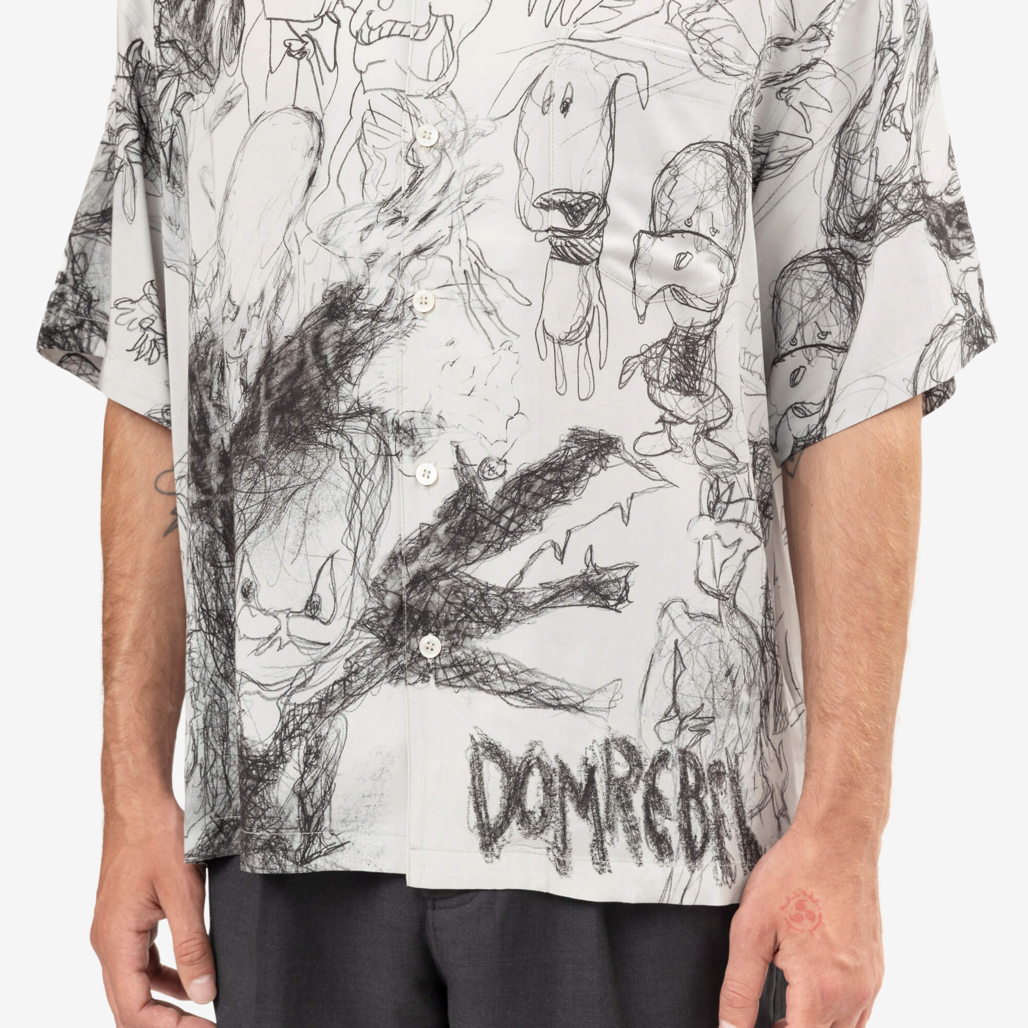 Dom Rebel Drawings Camp Collar Shirt Ivory-5