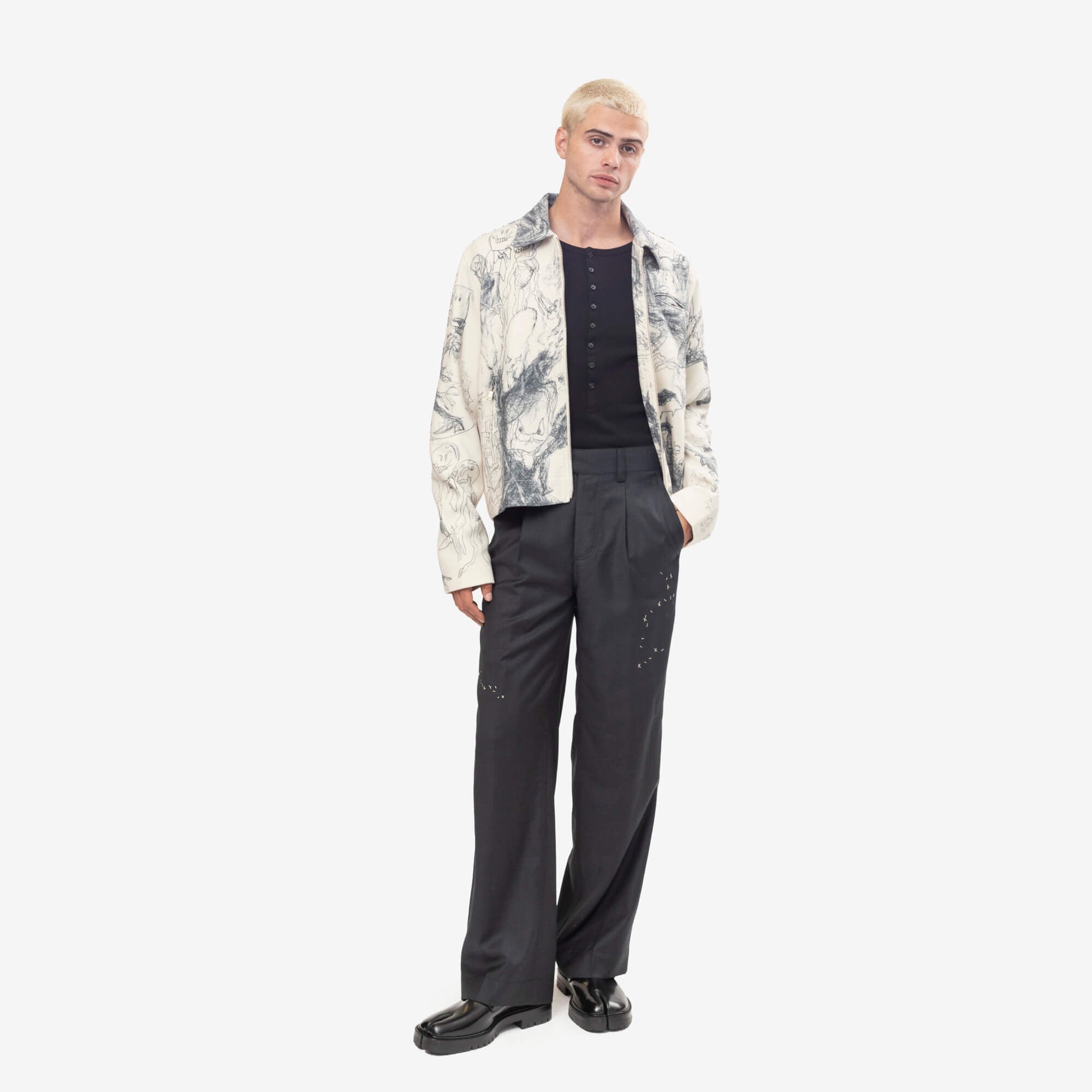 Dom Rebel Drawings Jacket Beige-2