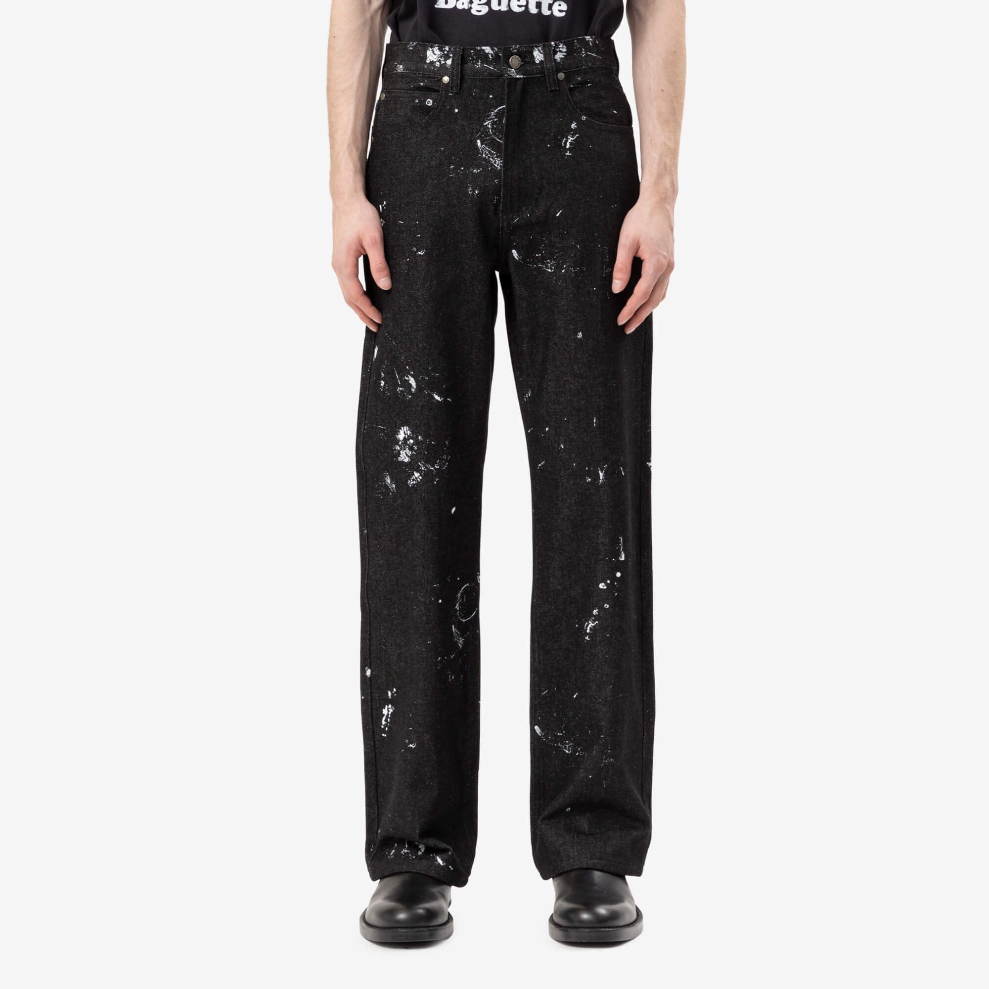 Dom Rebel Jerk Bootcut Jeans Painted Black-1