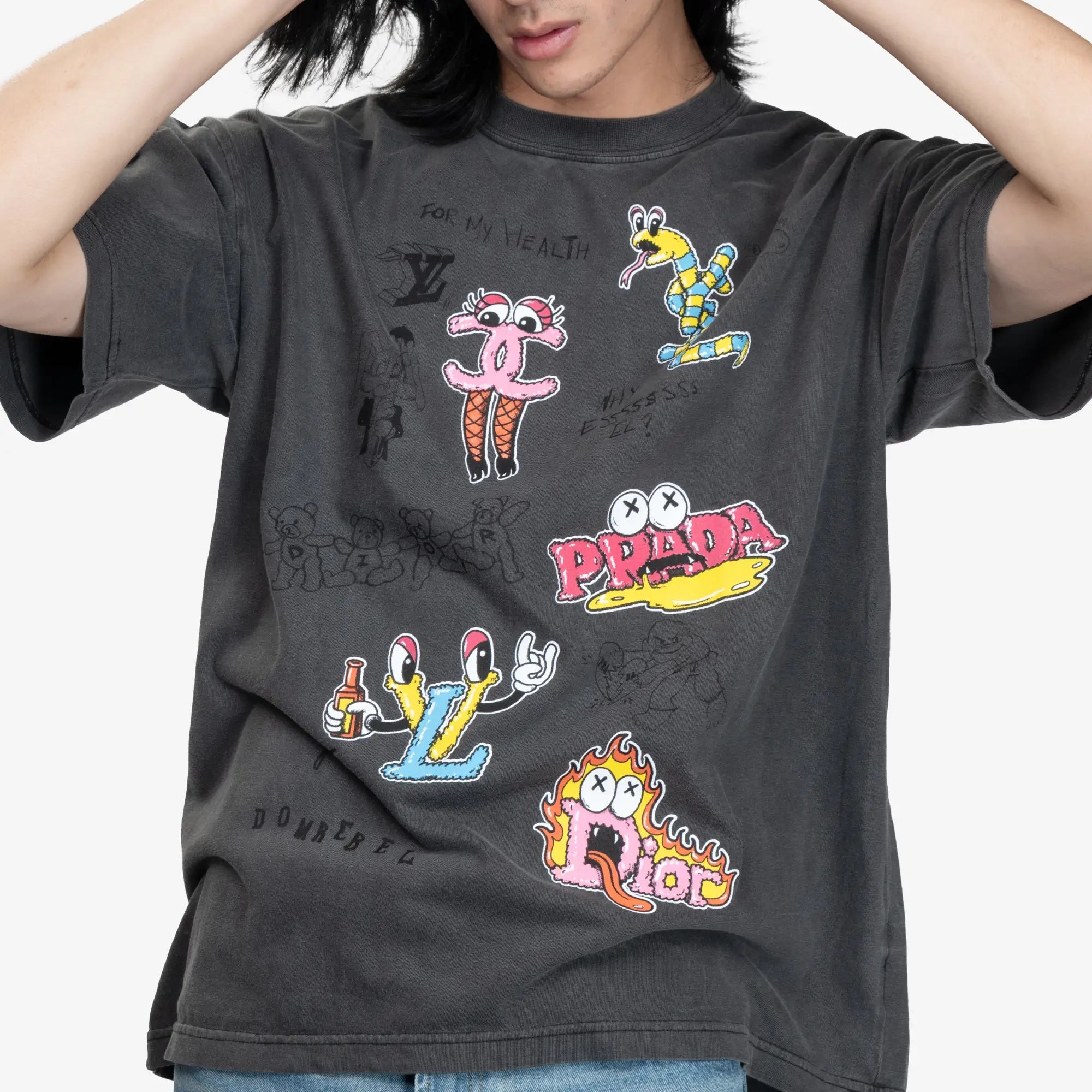 Dom Rebel Luxury Sketch T-Shirt Old Black - 5