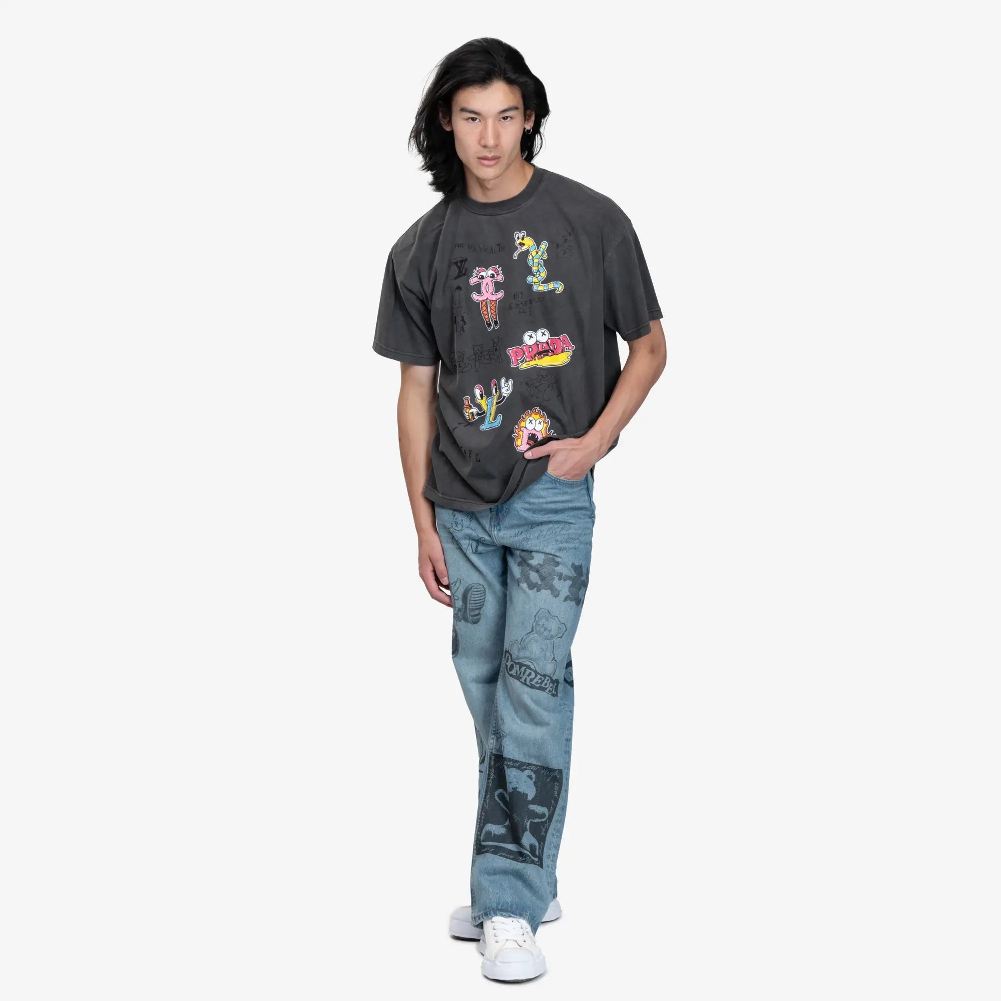 Dom Rebel Luxury Sketch T-Shirt Old Black - 2