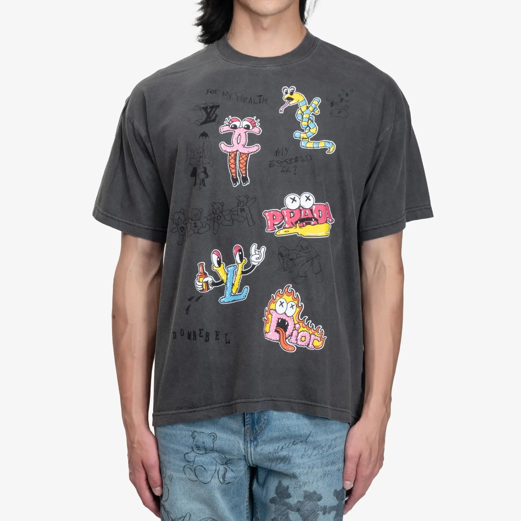 Dom Rebel Luxury Sketch T-Shirt Old Black - 1